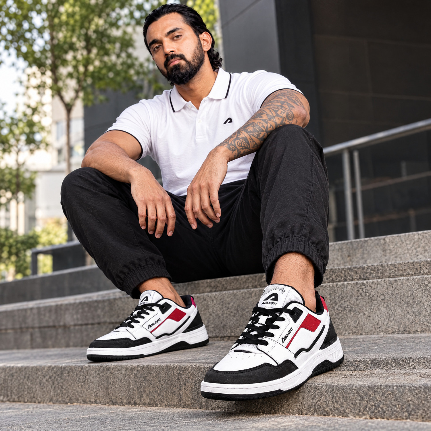 Image of BOLDFIT Chunky Street Style Sneakers Sneakers For Men (Black, Red, 11)