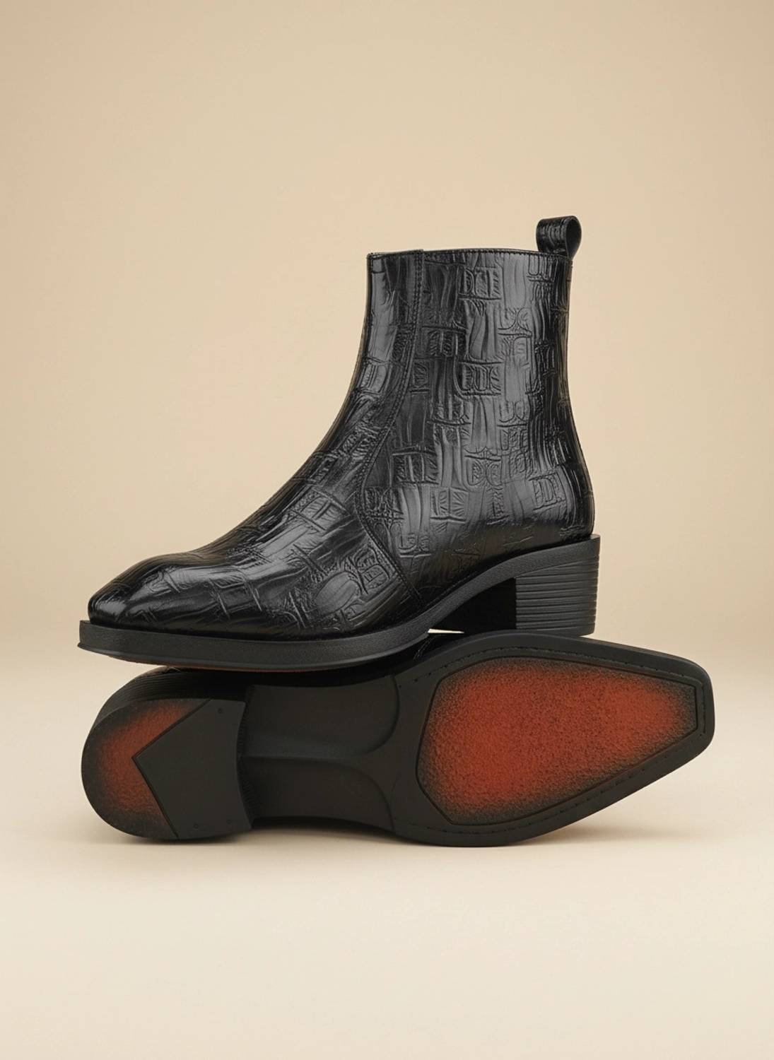 BIG FOX Croc-Texture Cuban Boots - Image 3