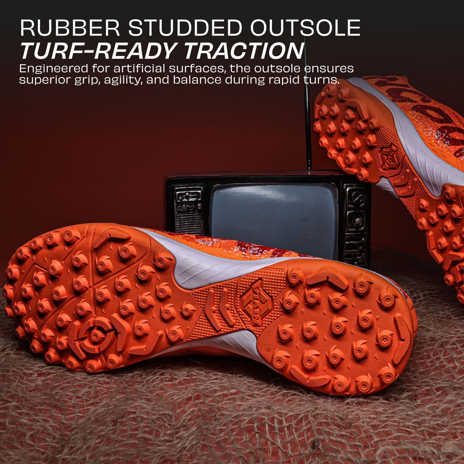 Image of NIVIA Encounter Retro Football Turf with Duofoam Cushioning, TPU 3D Embossed Upper Football Shoes For Men
