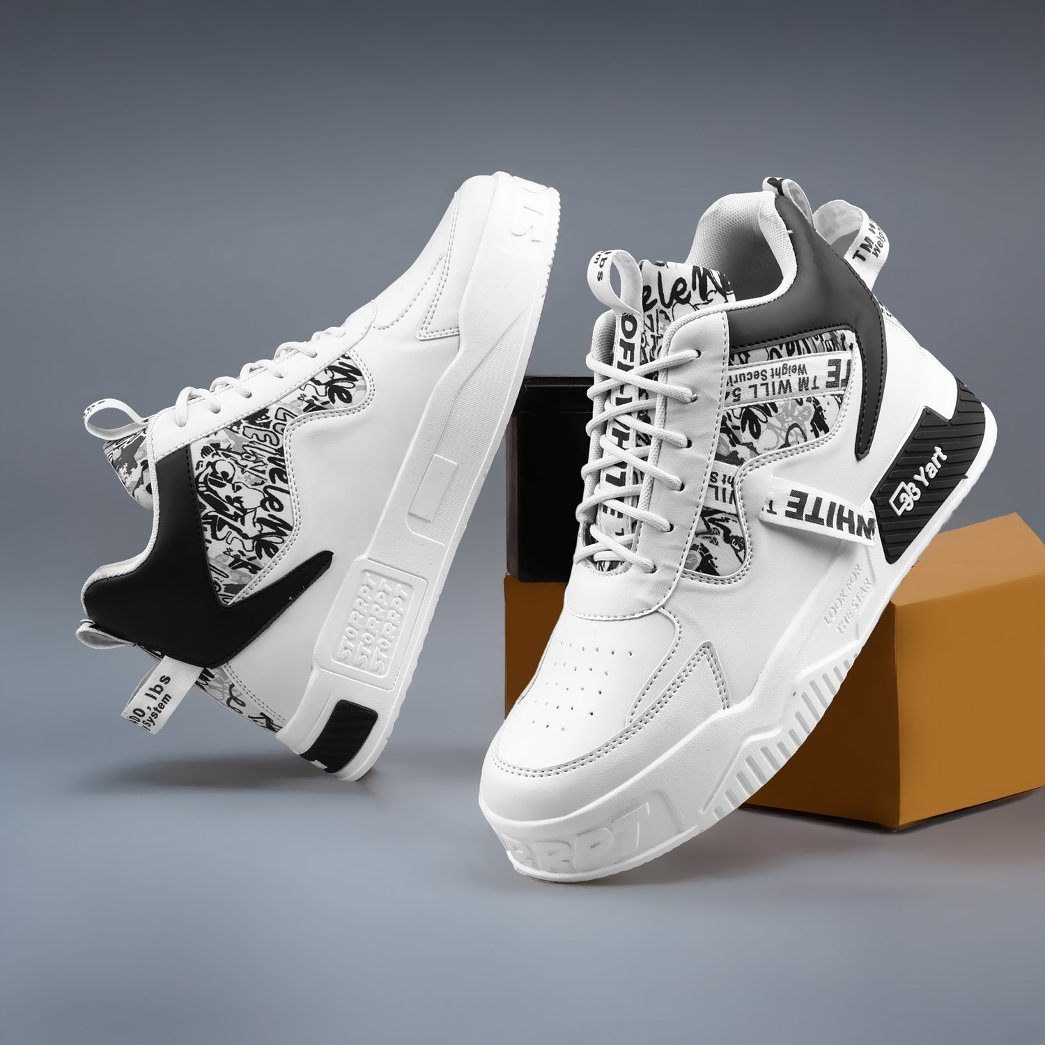 Image of Zixer Men's Street Fashion High-Top Ankle Casual Shoes For Men Sneakers For Men Outdoors For Men