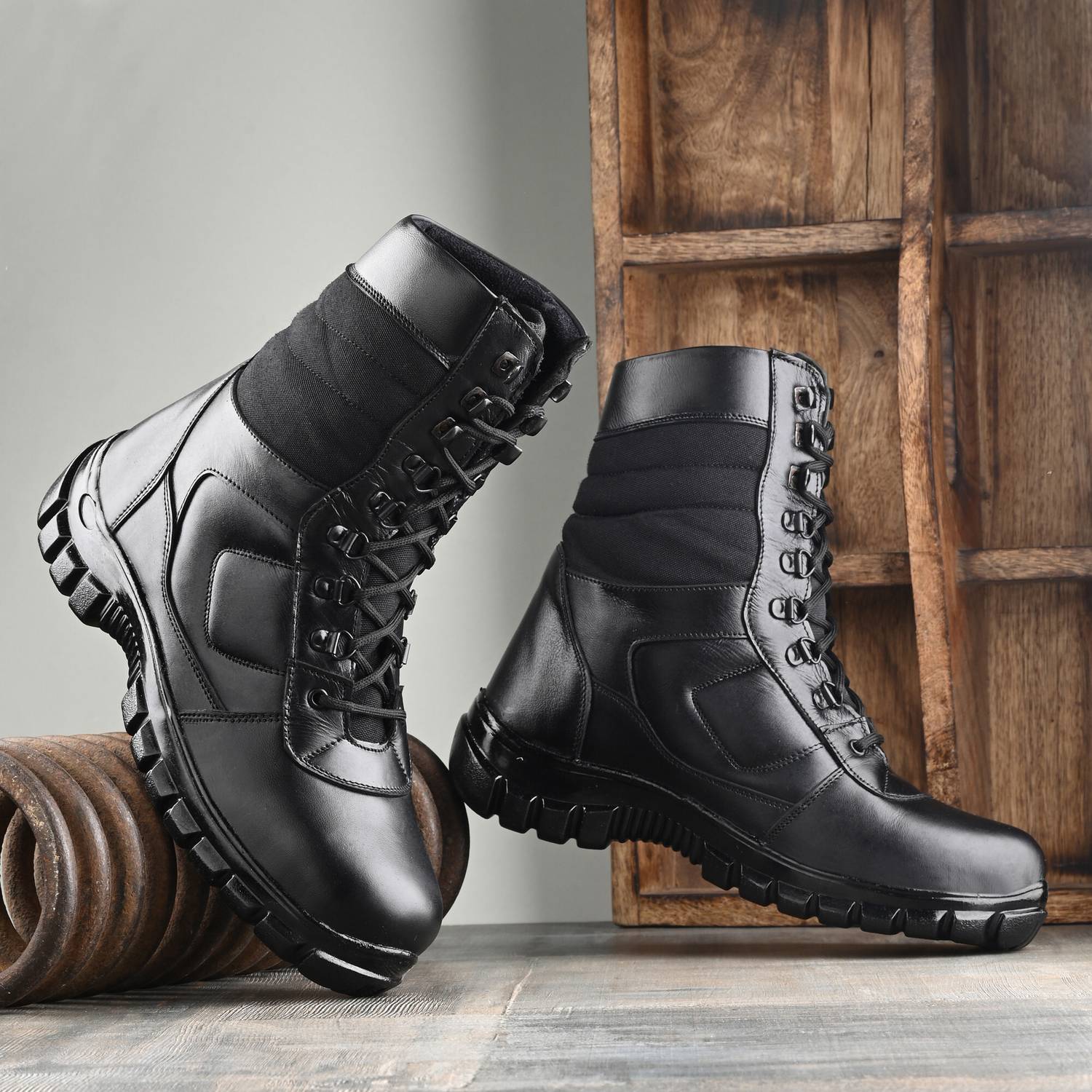 house of common GENUINE LEATHER COMBAT ARMY BOOT/ARMY SHOES/DMS/BIKER BOOTS/HIGH BOOTS FOE MEN Boots For Men