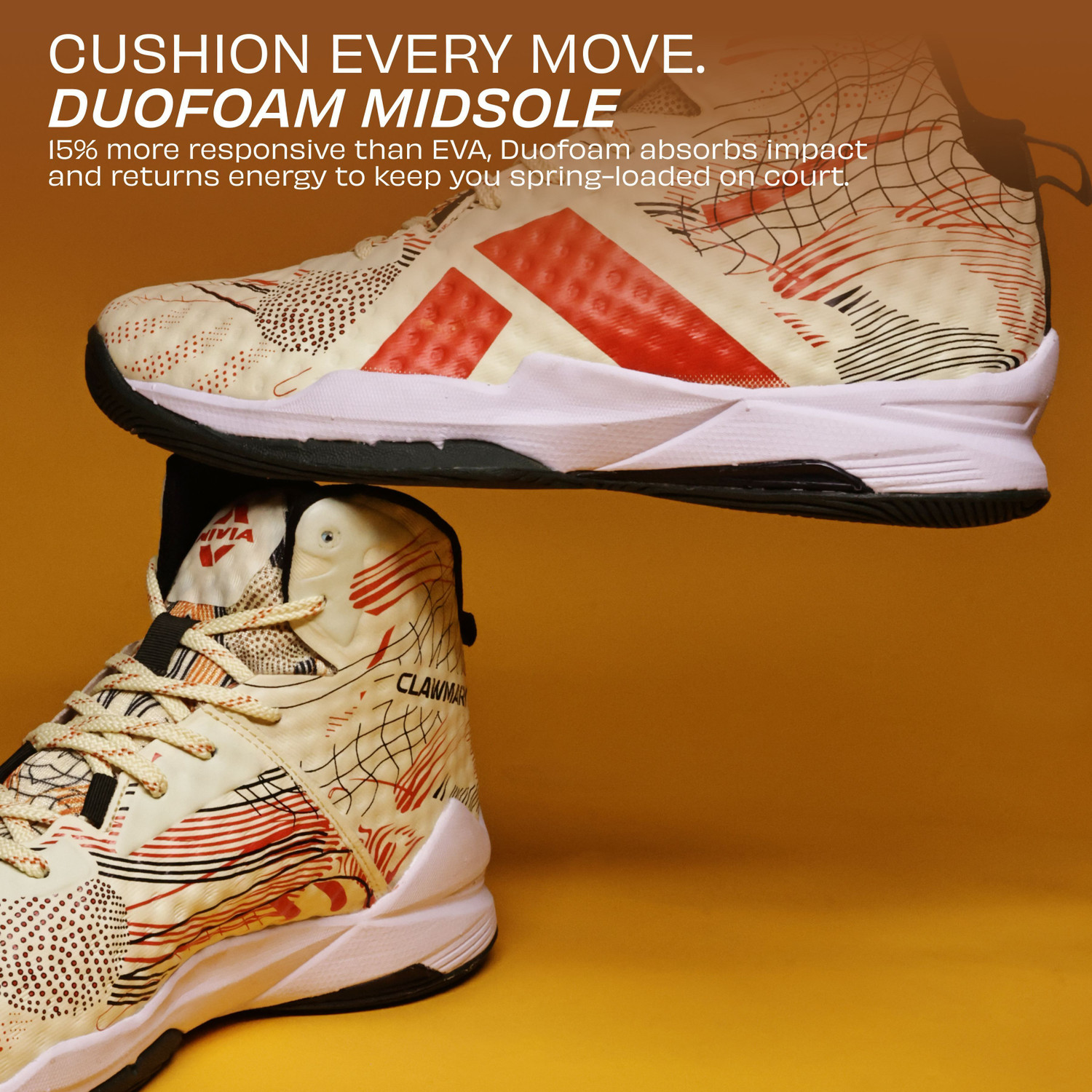 Image of NIVIA CLAWMARK, Duofoam Cushion, Herringbone Outsole with TPU Shank Stability Basketball Shoes For Men