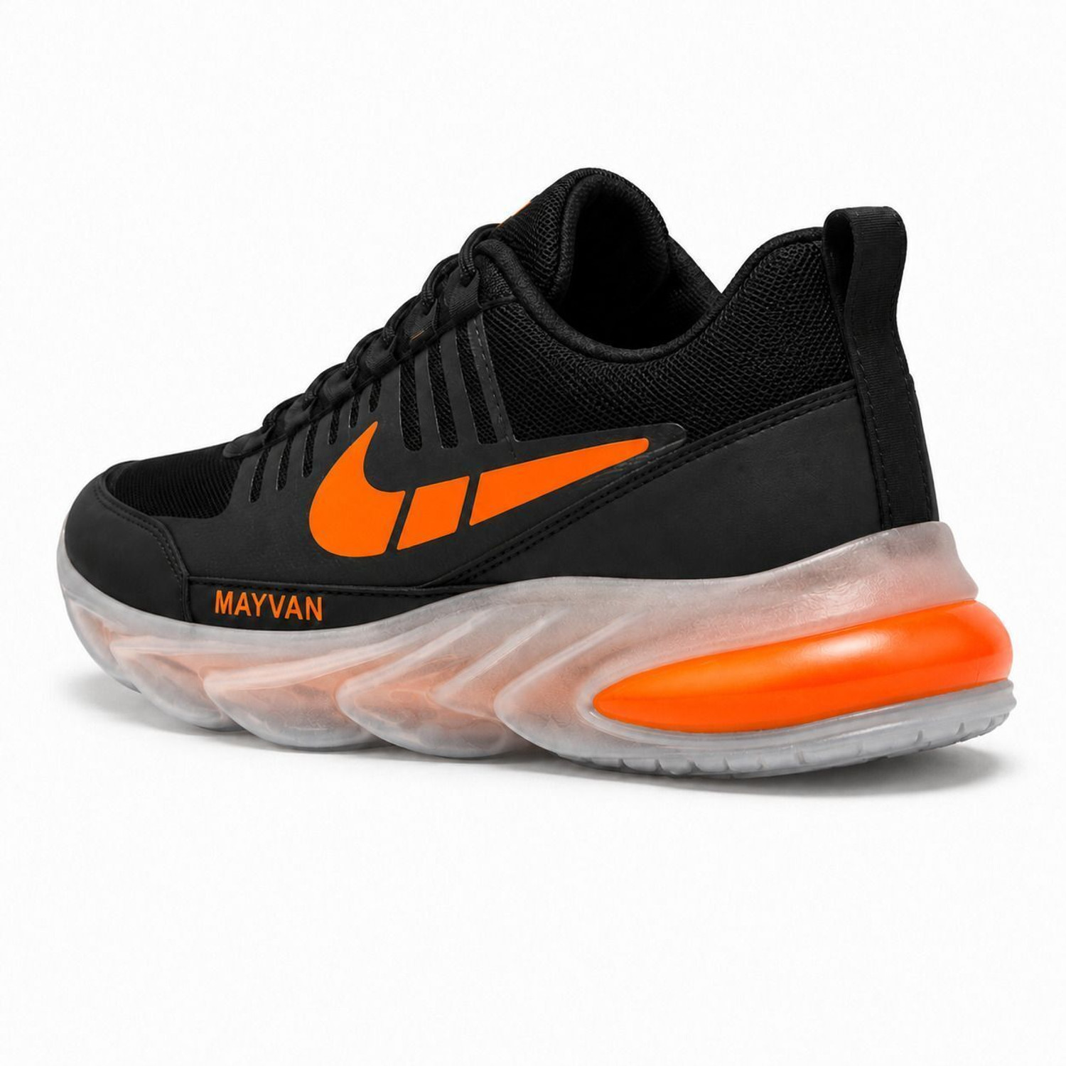 Image of MAYVAN MAYVAN AeroPro Black Orange Air Cushion Performance Running Sneakers Sneakers For Men
