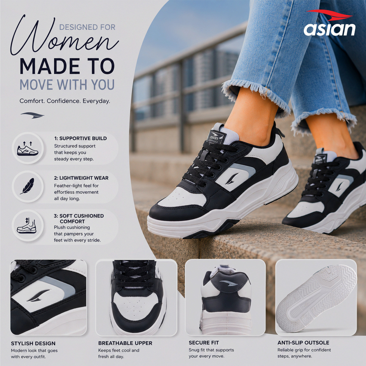 Image of asian Petal-01 Women Chunky Sneakers with Memory Foam & Breathability for Daily Wear Sneakers For Women