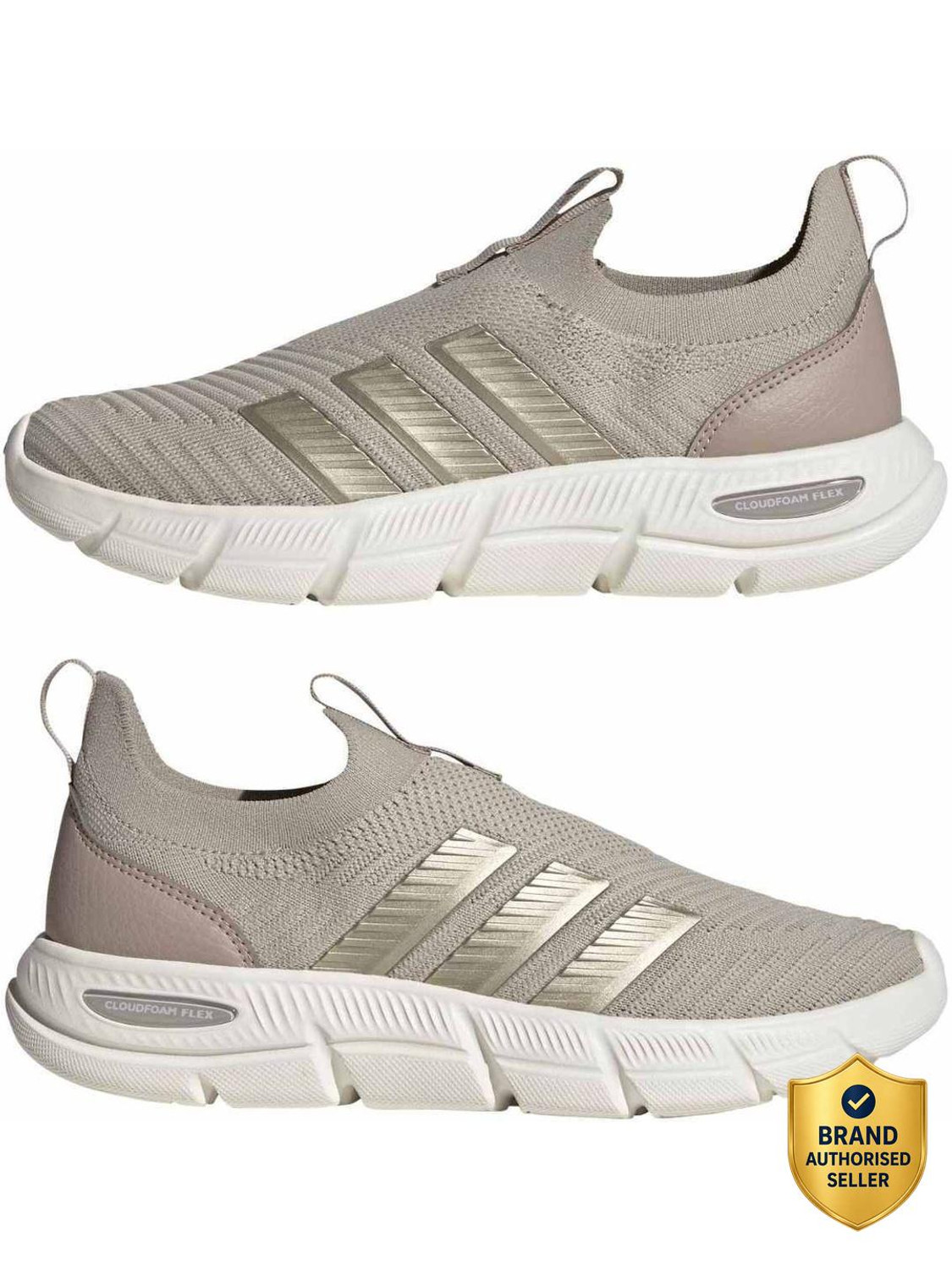 Image of ADIDAS CLOUDFOAM FLEX - SOCK Walking Shoes For Women (Beige, 4)