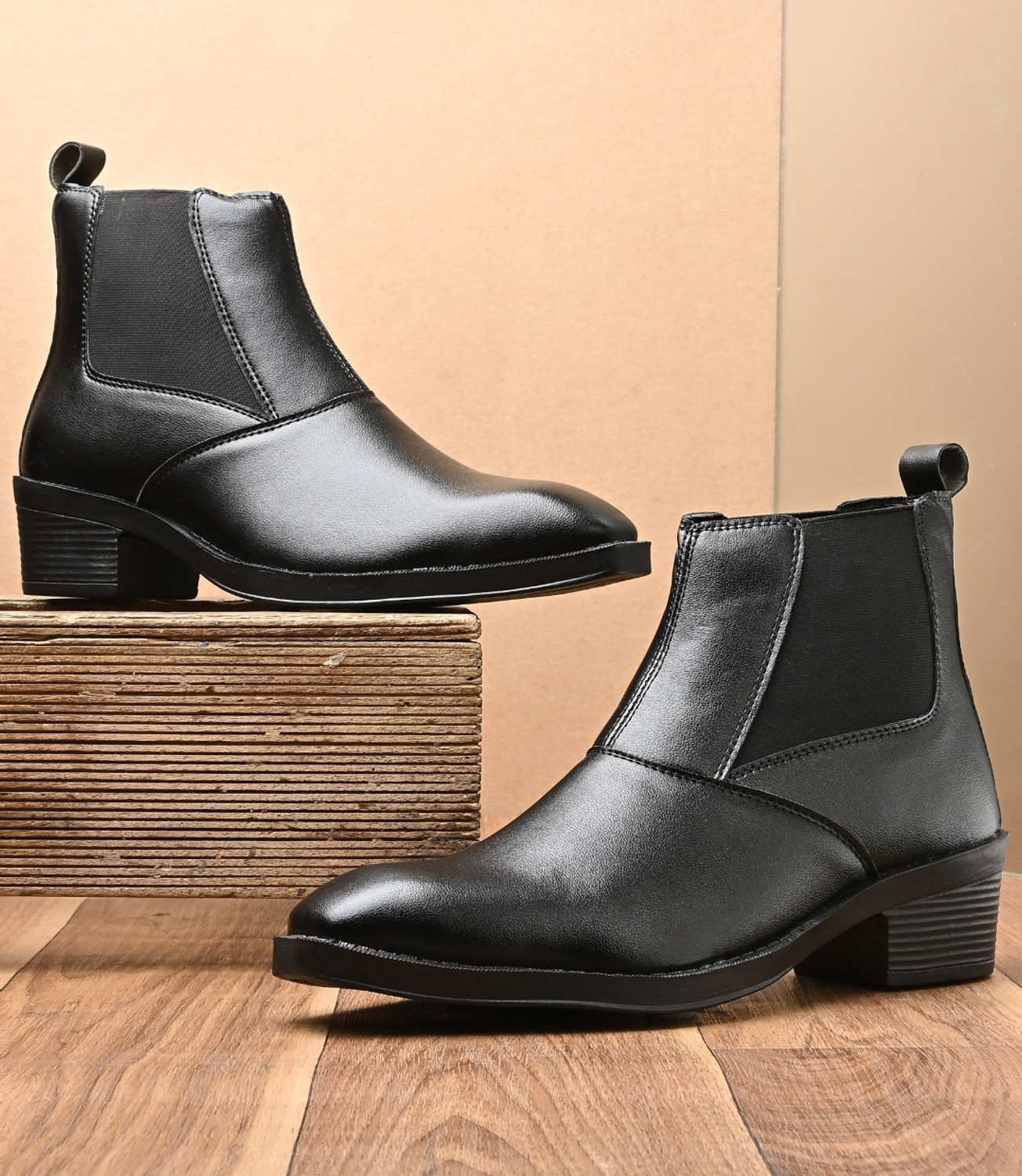 Image of Pocy Shoes Black Chelsea Boots For Men's Boots For Men