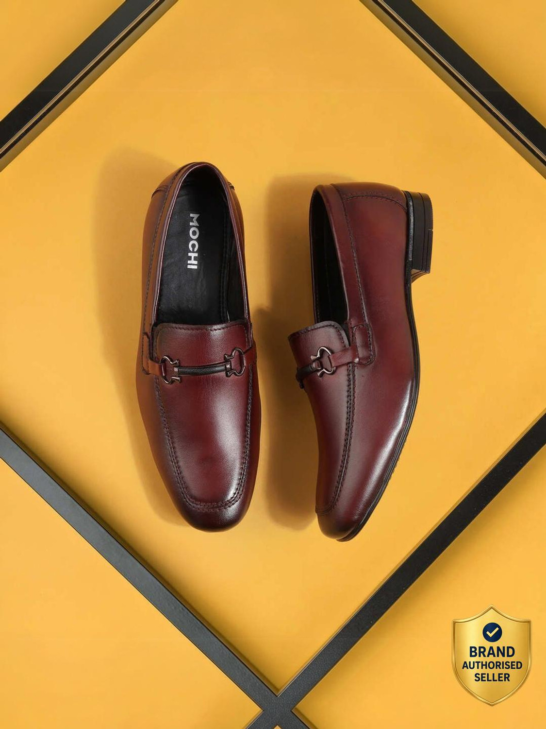 Image of MOCHI Men's Maroon Slip On closure Formal - Slip On with Low Heel Slip On For Men