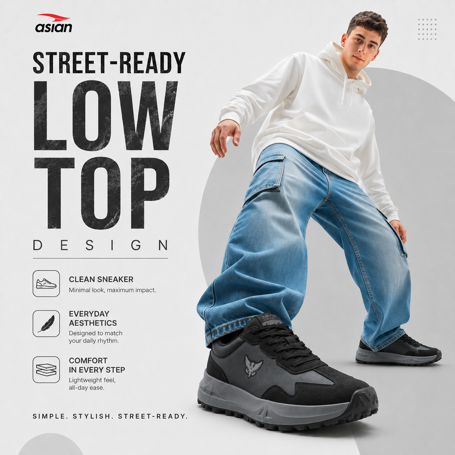 Image of asian Mojo-13 Men's Sneaker with Suede Panels, Memory Foam Comfort & Durable Grip Casuals For Men