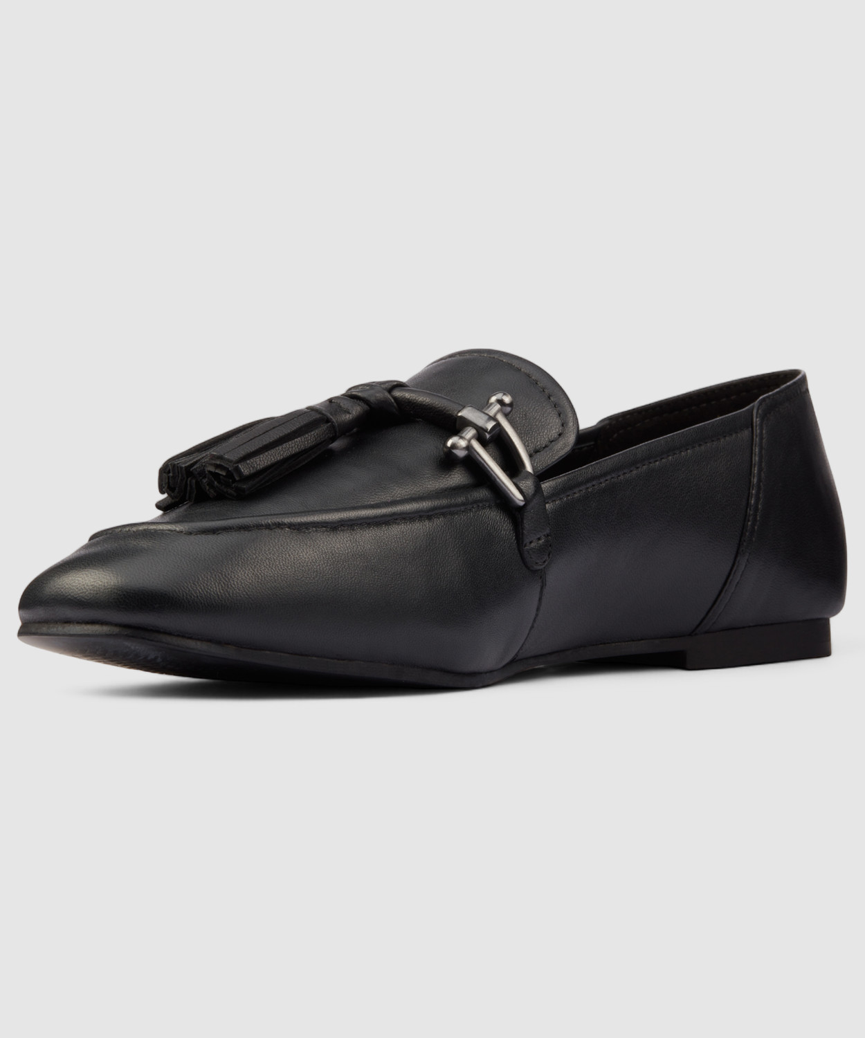 Image of CLARKS Pure2 Tassel Black Leather Casuals For Women (Black, 4.5)