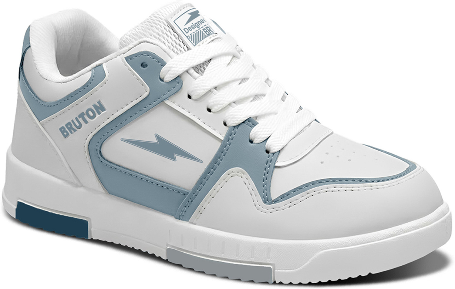 Image of BRUTON 218- Pulse X | Stylish Casual Shoes | Comfortable | Lace-Up & Daily Wear Loafers For Men (White, Blue, 8)
