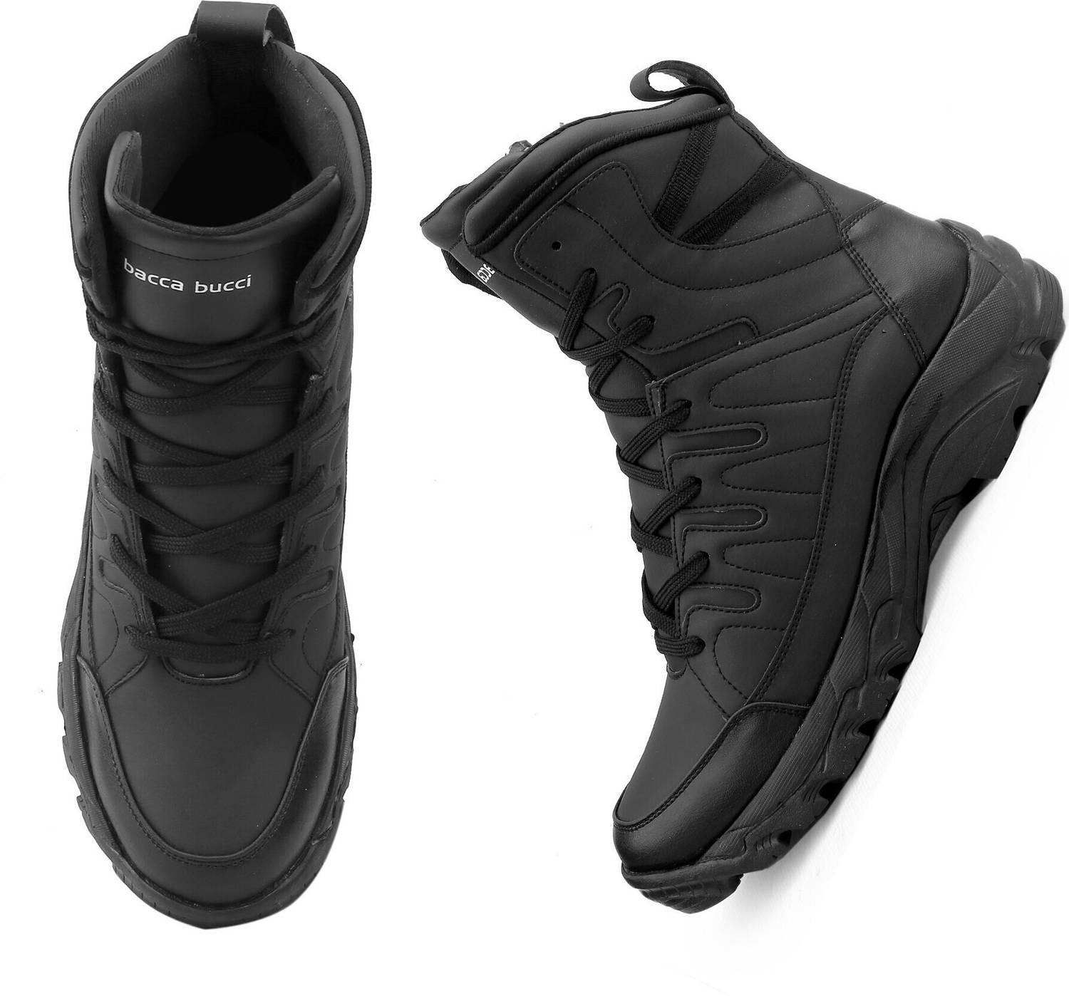 bacca bucci FLAME 7-Eye Moto Inspired Mild Water Proof Snow Boots For Men