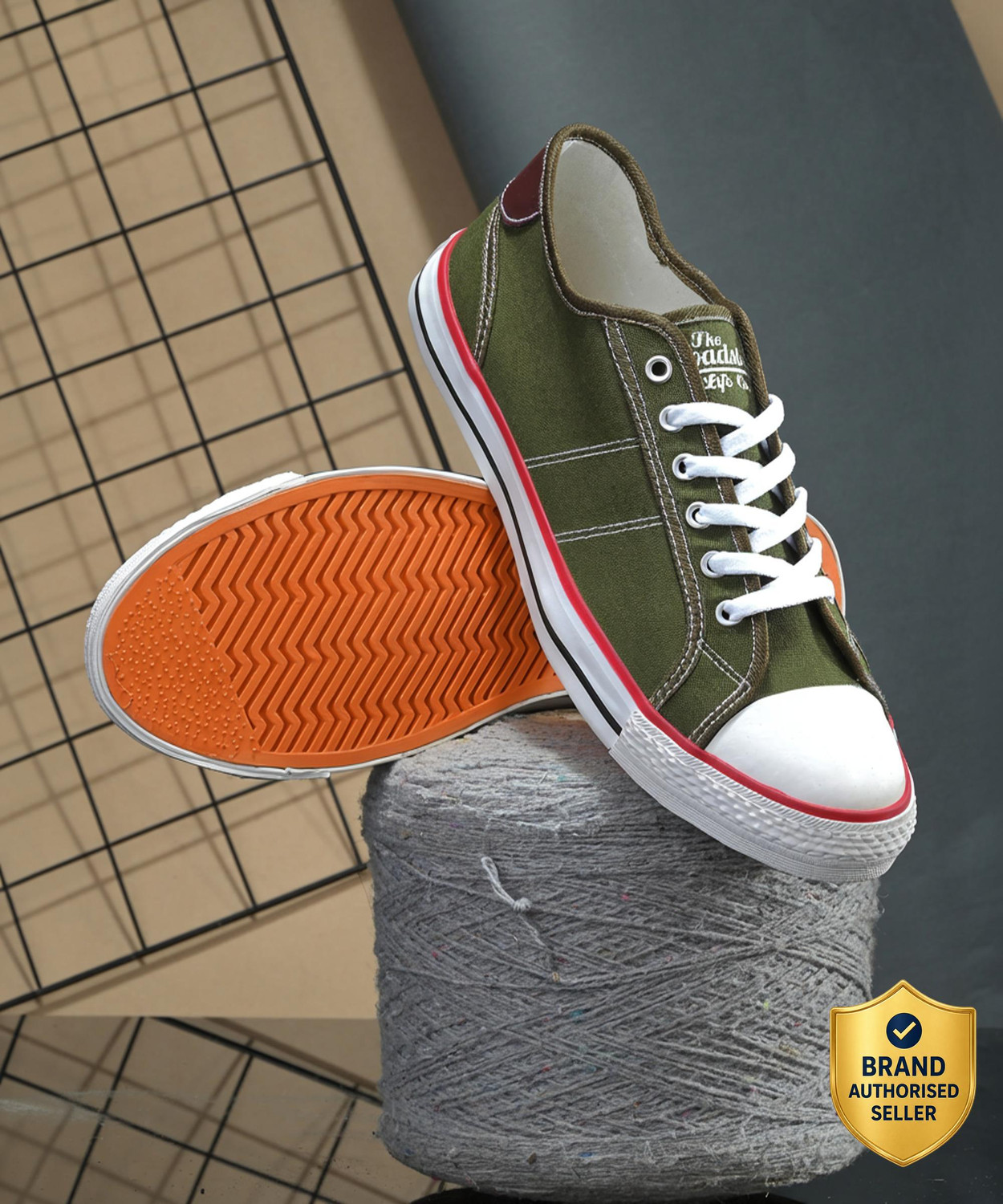 Image of Roadster Men Olive Lightweight Canvas Lace Up Casual Comfortable Sneakers Shoes Canvas Shoes For Men