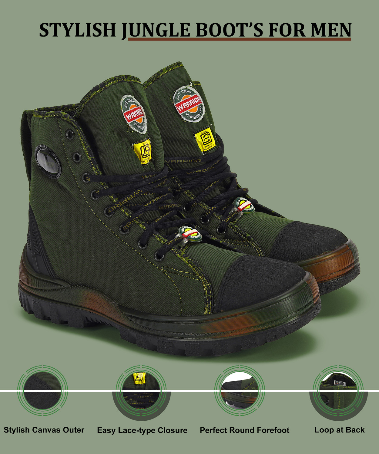 Image of LIBERTY Warrior Original Jungle King Boot For Men - Oil Stain & Water Resistant - Extra Cushion Inner Sole - Light Weight Trekking Shoes Boots For Men