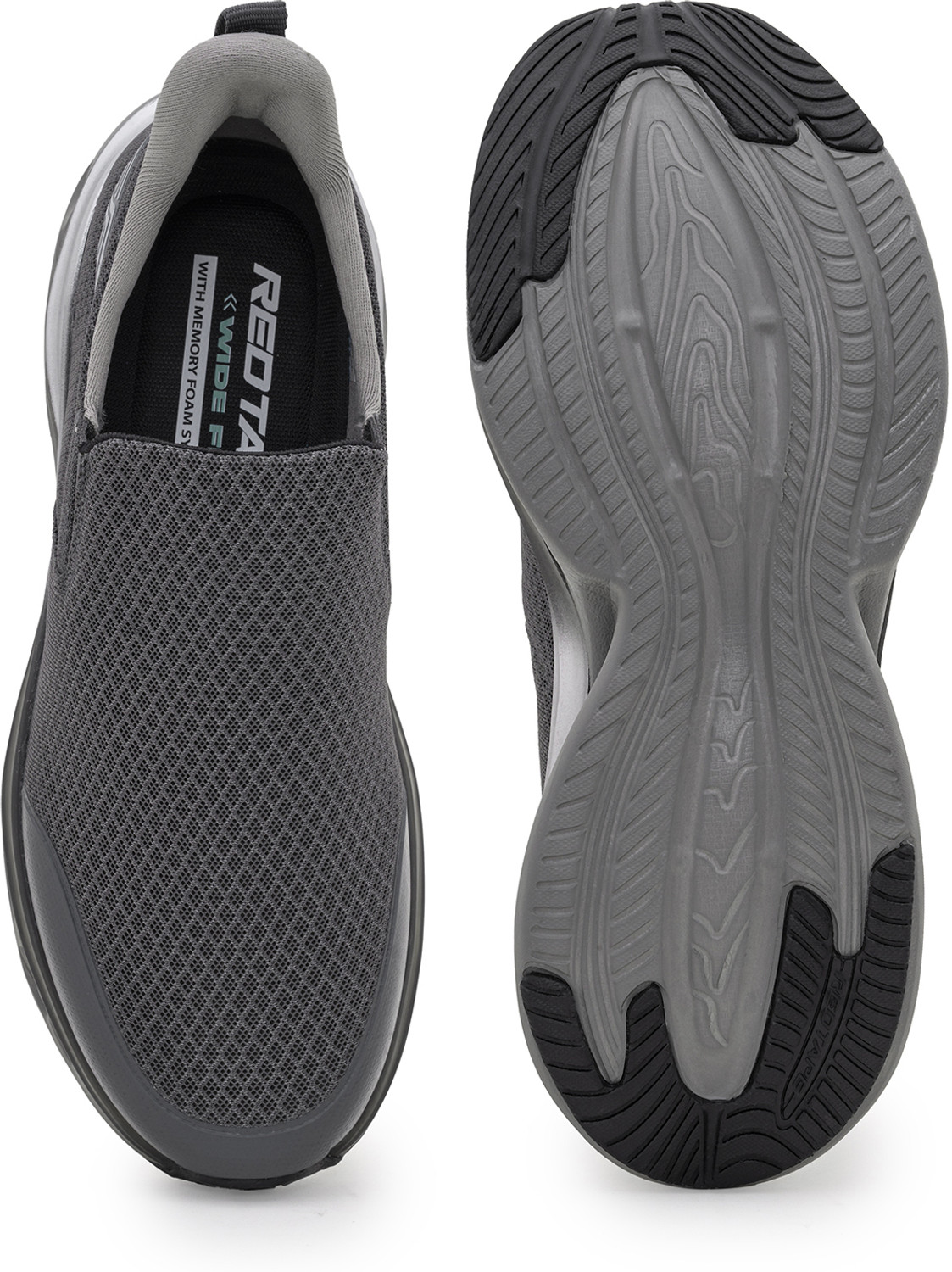 Image of RED TAPE Low Cut Walking Slip-On for Men in Dark Grey | Walking Slip-On Walking Shoes For Men