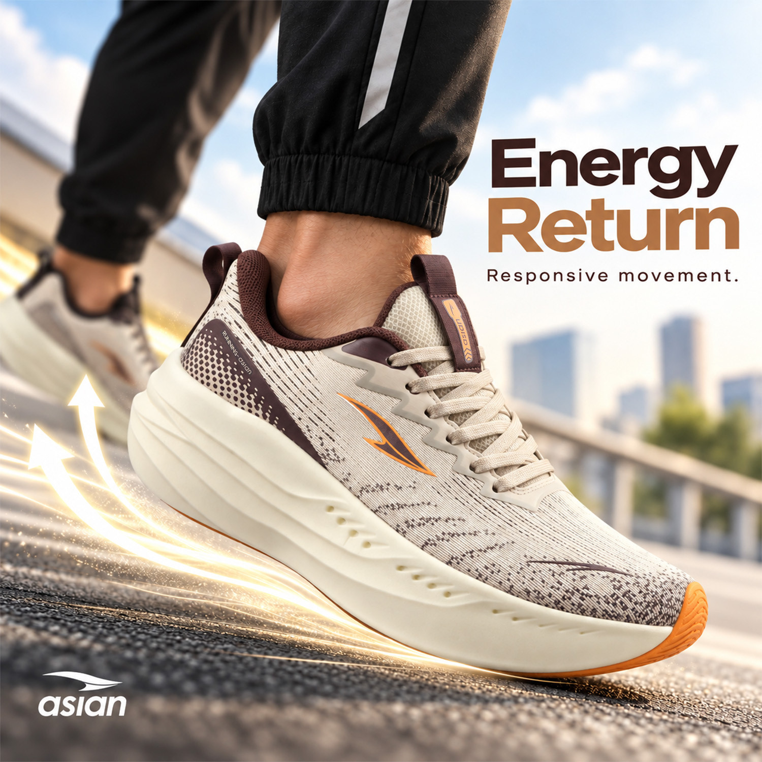 Image of asian Aerofoam-02 Men's Running Shoes with Mesh Upper and Energy Return Sole Running Shoes For Men