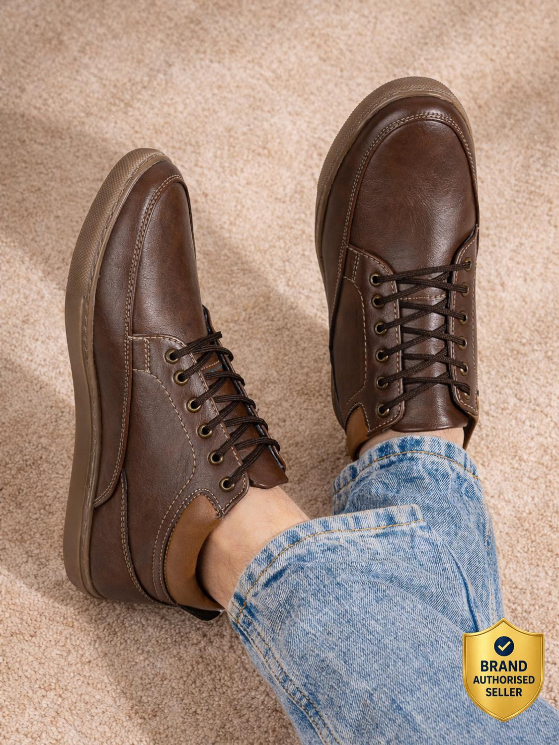 Image of Roadster Roadster Men Brown Casual Mid-Top Sneakers Sneakers For Men