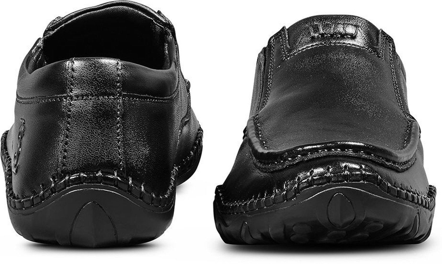 Image of LOUIS STITCH Obsidian Black Genuine Leather Ultra Lightweight Slip-On Loafer Shoes for Men Slip On For Men
