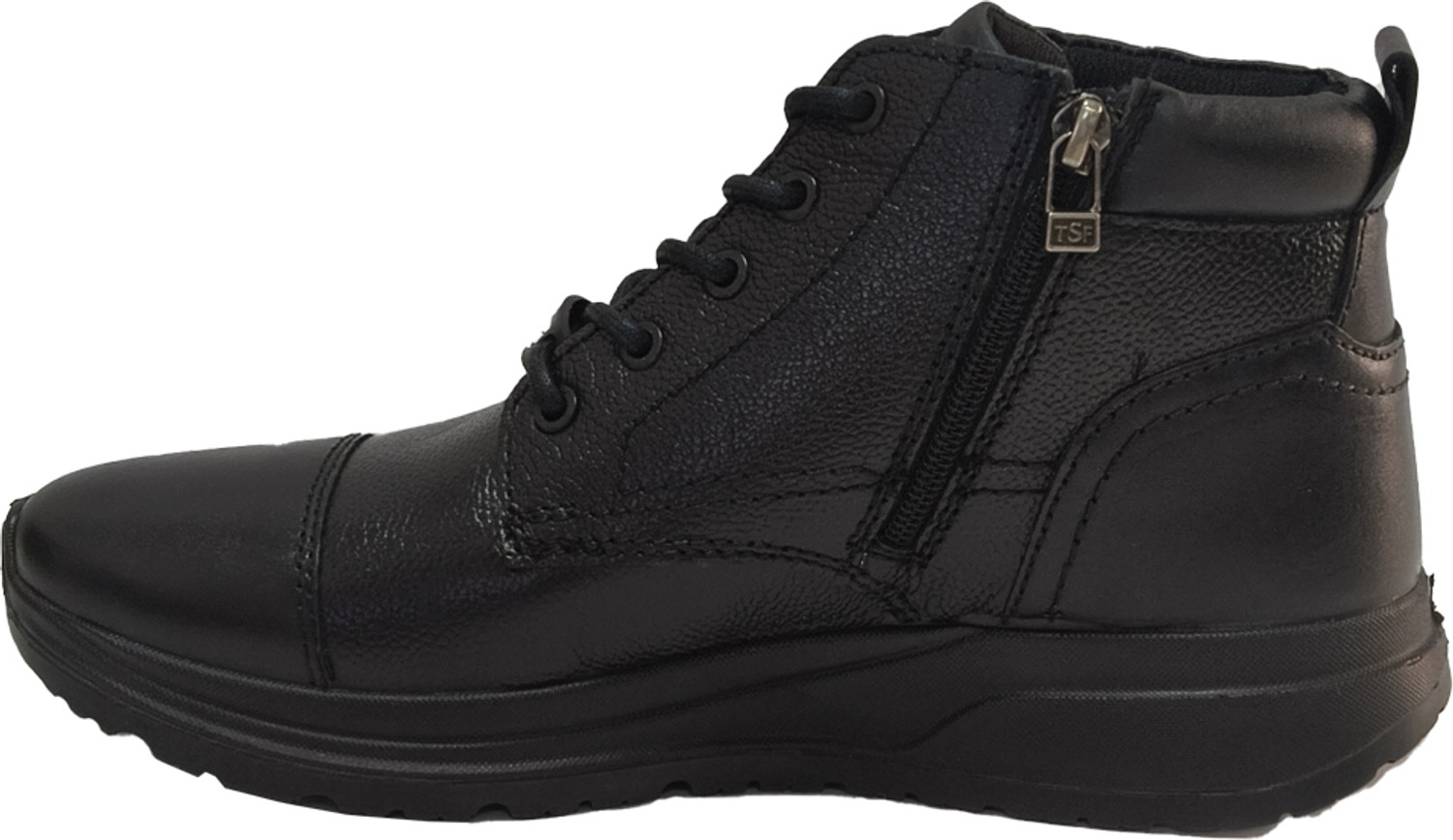 Image of TSF Men's Police Boot|Premium Genuine Leather|High Ankle Lace-Up| RENO-10-BLK Boots For Men