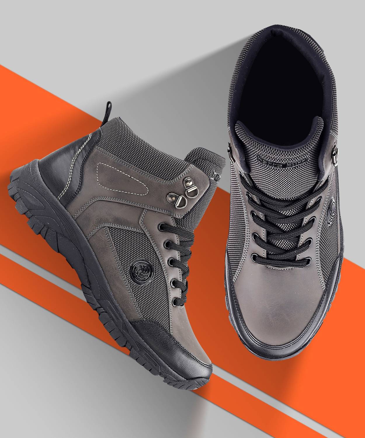 bacca bucci Hike 5 Eye Moto Boots For Men Gray - Image 4