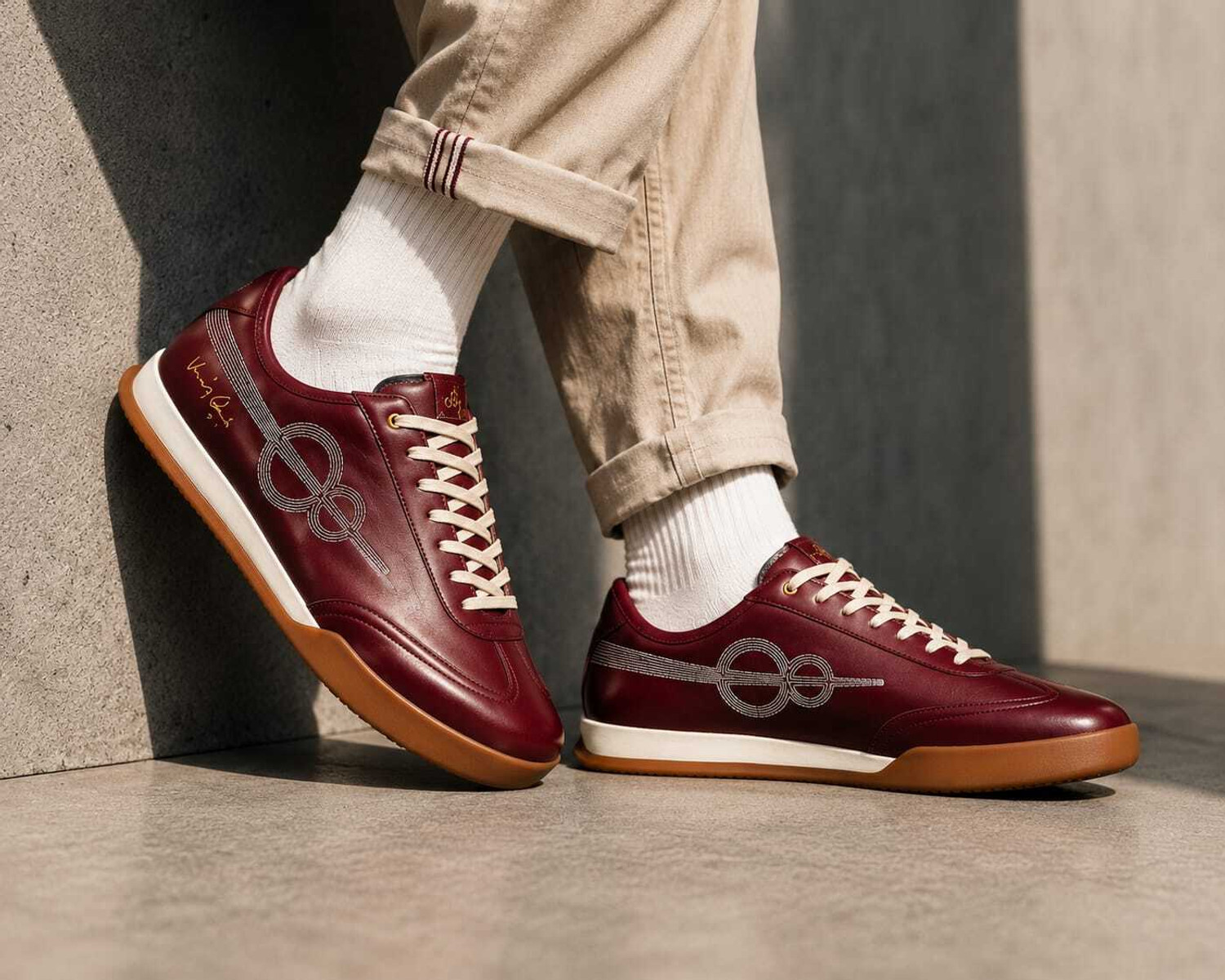 Image of Street Bird Heritage Classic Men's Casual Lace-Up Sneakers - Maroon Casuals For Men