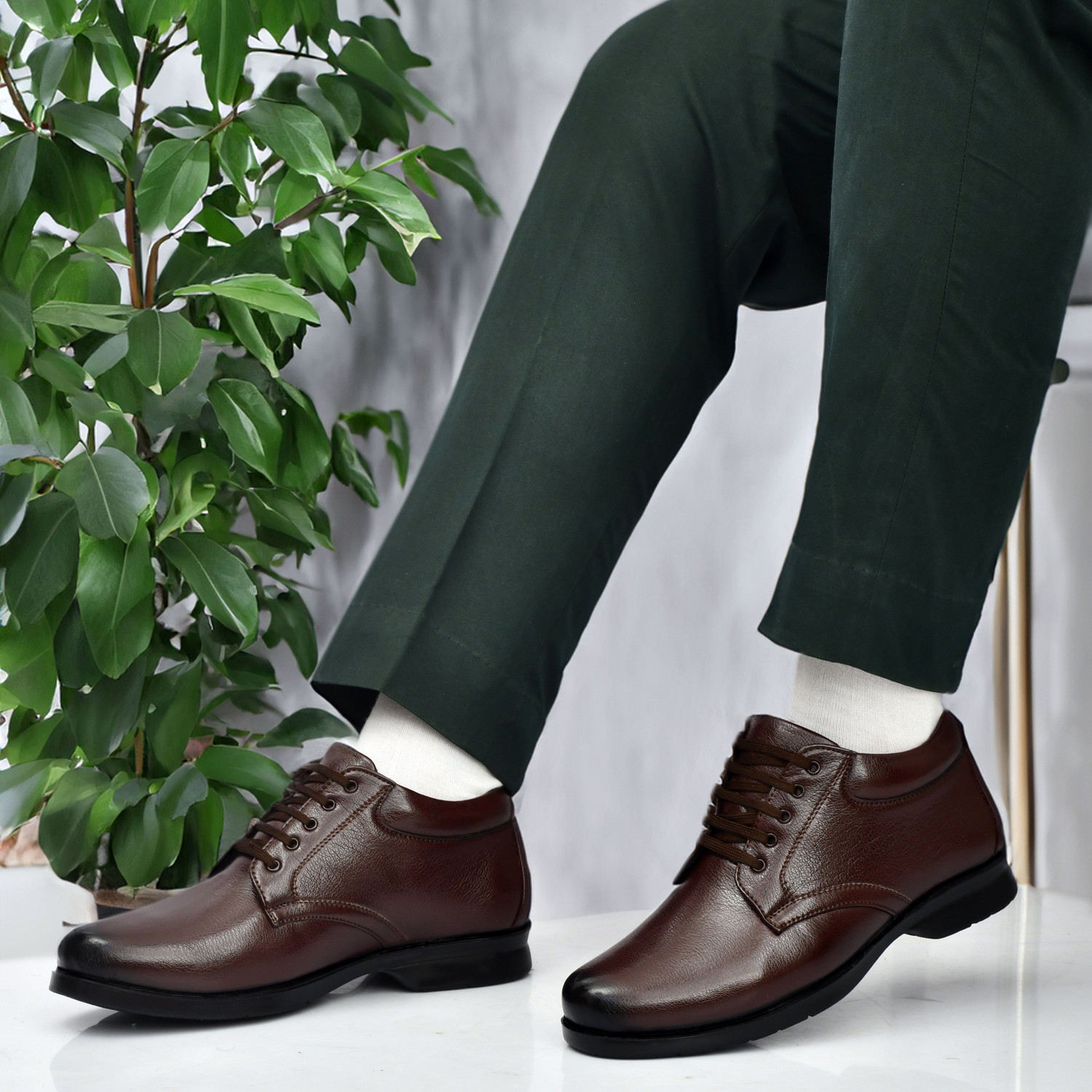 Image of Zixer Leather Mid-Top Formal Shoes Men's /Office Leather Shoe For Men /Derby Formal Shoe Lace Up For Men