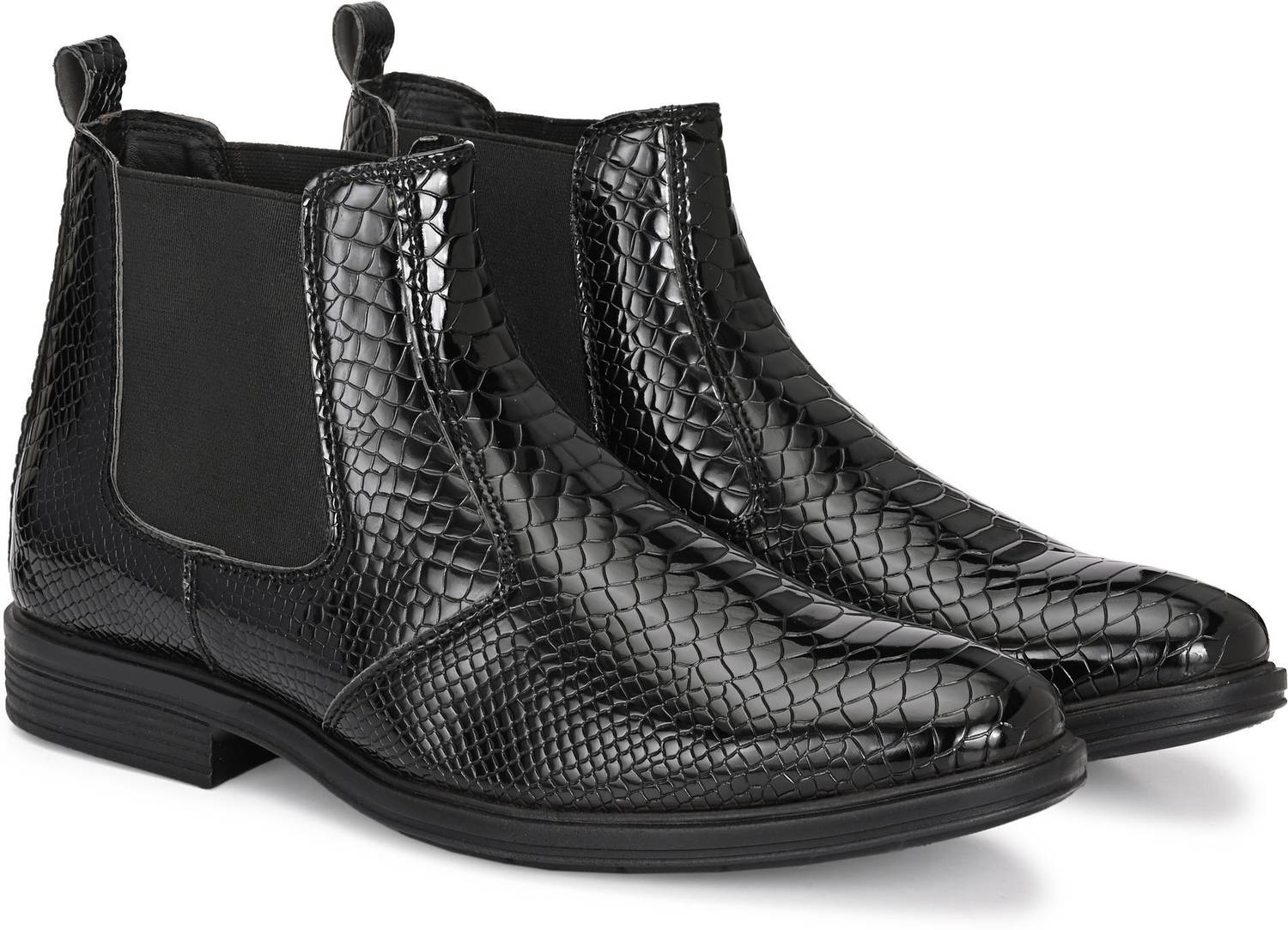 STALAG Men's Croco Texture Synthetic Leather Chelsea Boots - Image 3