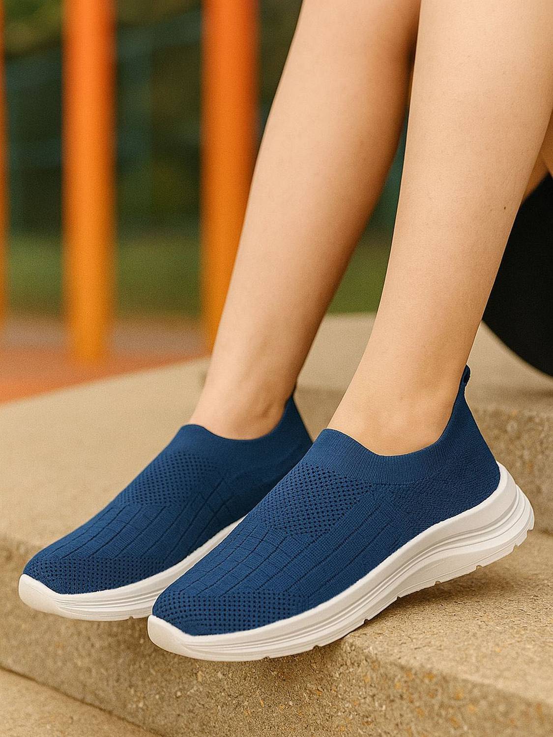 Fabbmate Trendy Memory Foam Walking Slip On Sneakers For Women (B
