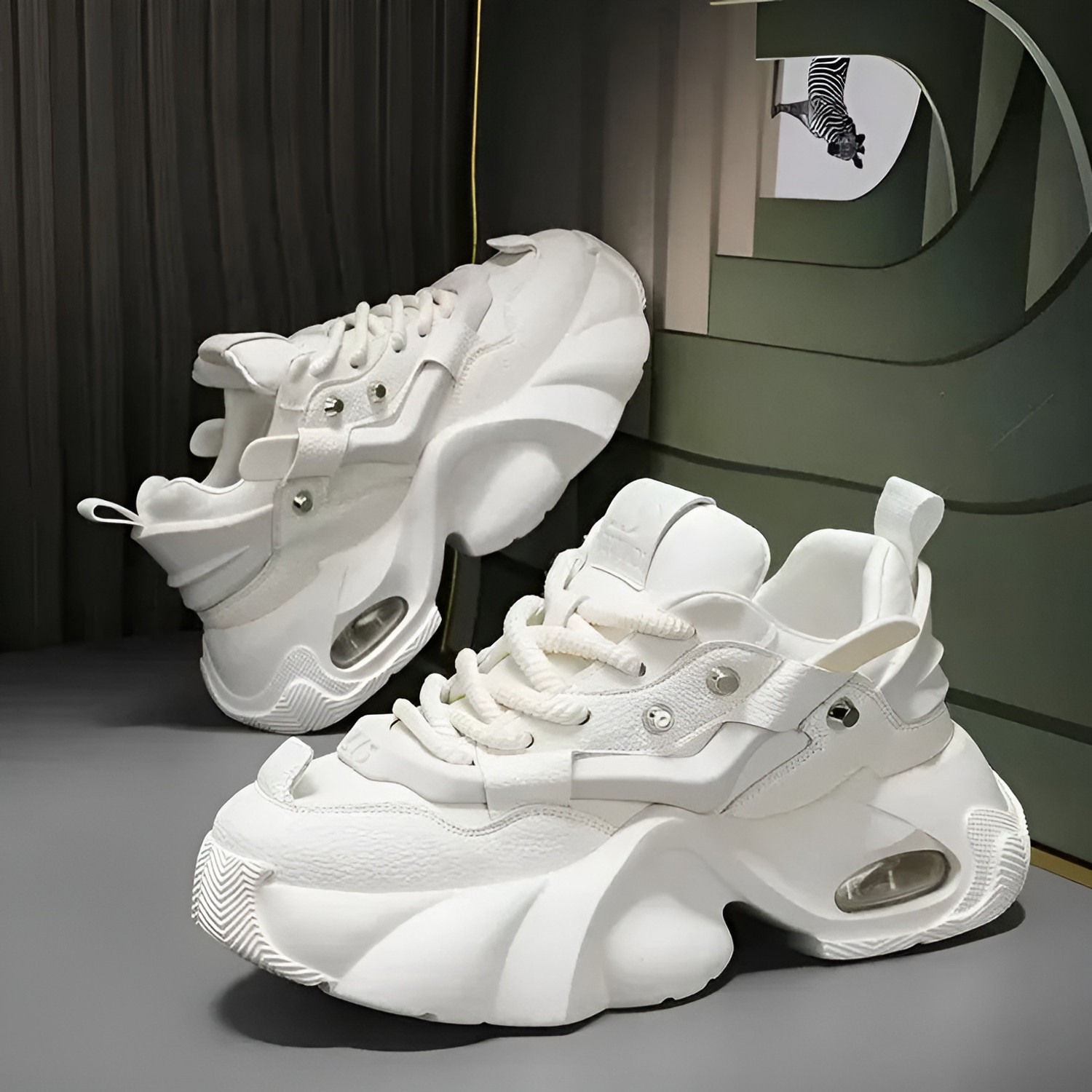 Image of Spiked White Sports Shoes for Men | Casual Sneakers for Boys Sneakers For Unisex