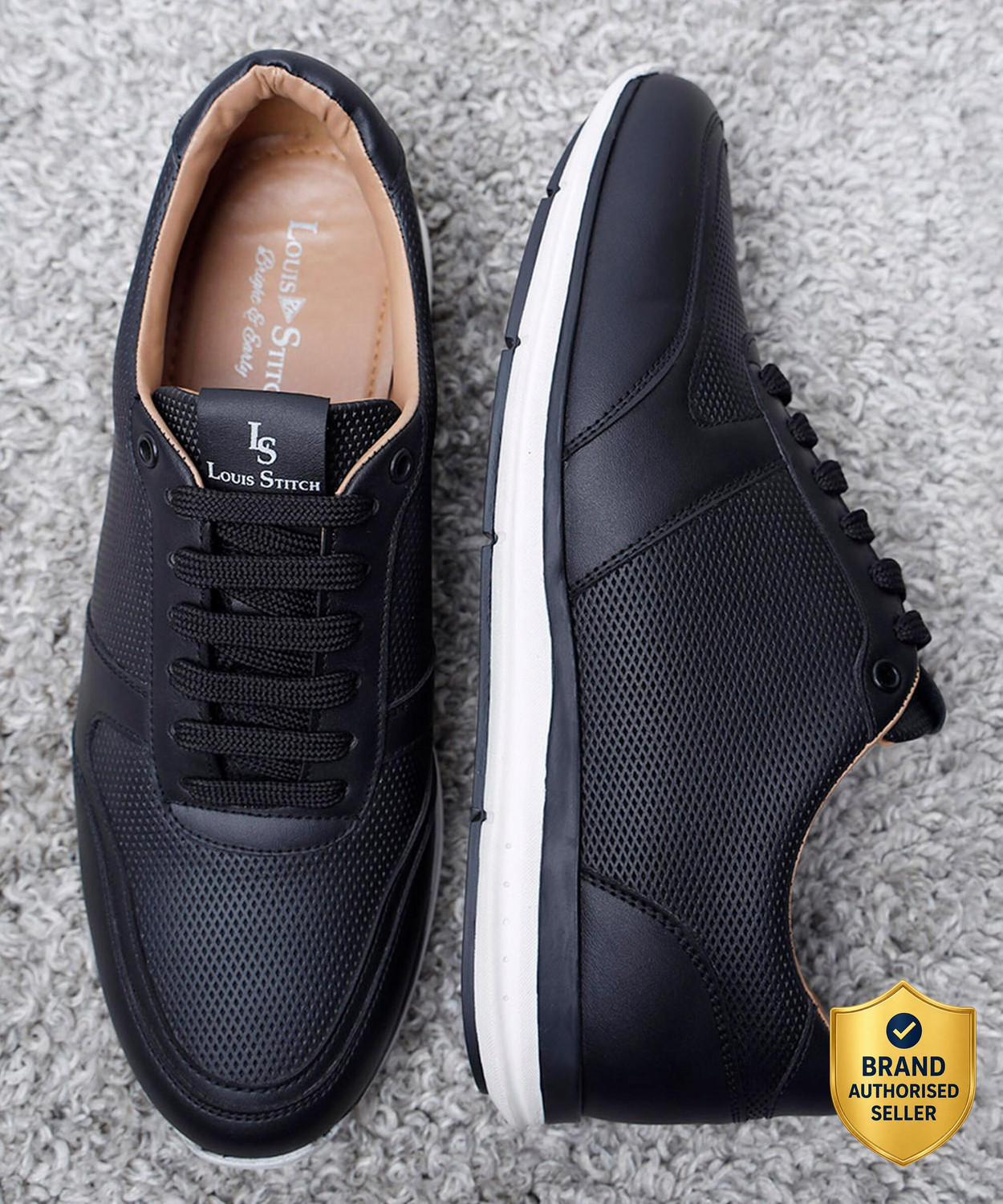 Image of LOUIS STITCH Play Men's Black All Day Comfortable Wear Fashion Sneakers (SNK-DEJB) UK 8 Sneakers For Men