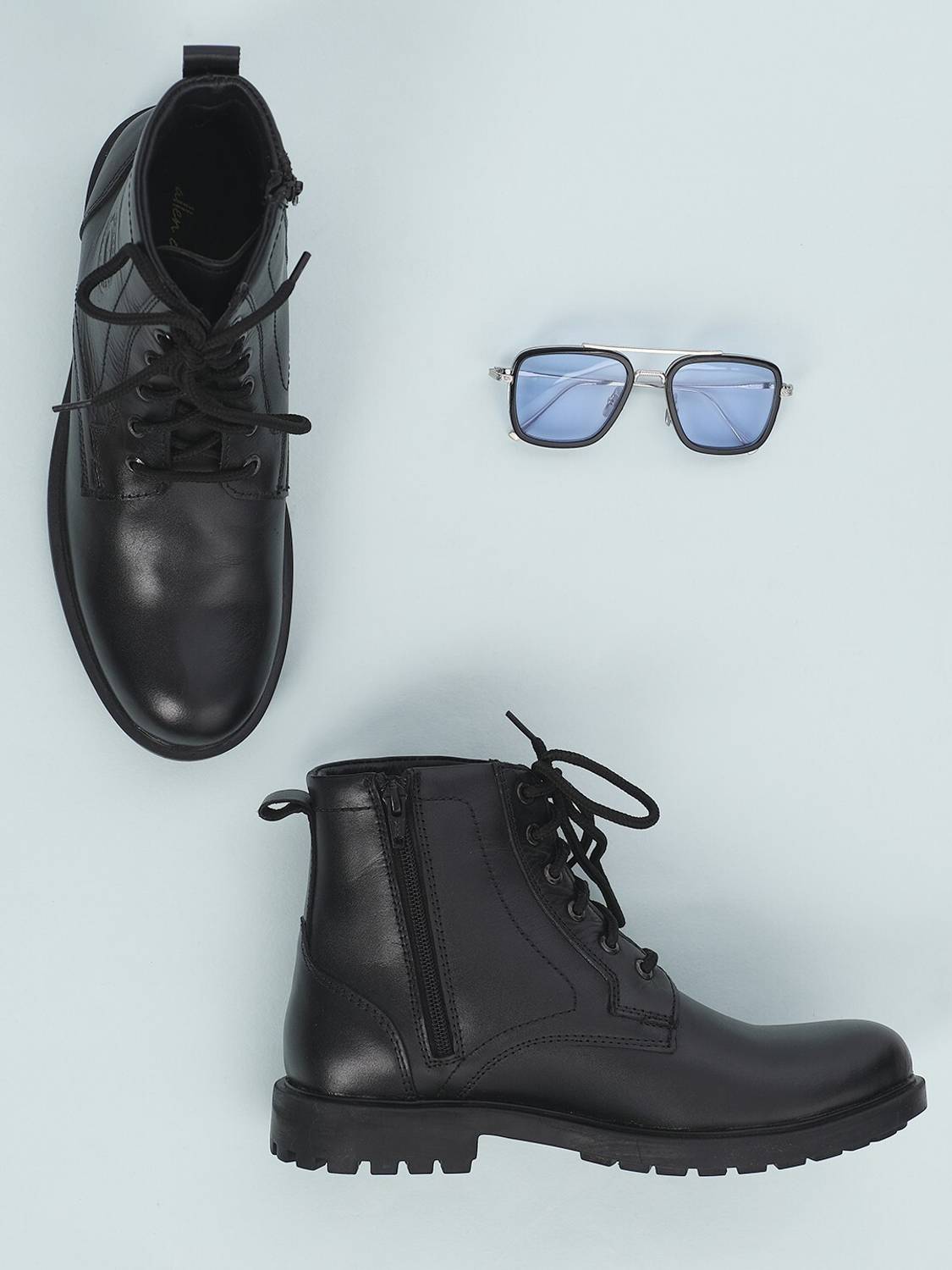 Allen Cooper Black Combat Boots for Men - Image 2
