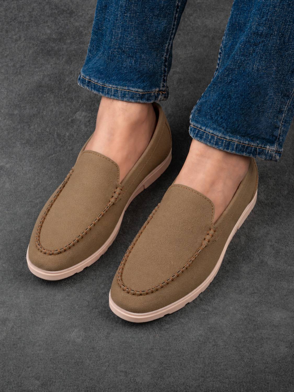 BIG BOK Men Round Toe Memory Foam Suede Loafers - Image 2