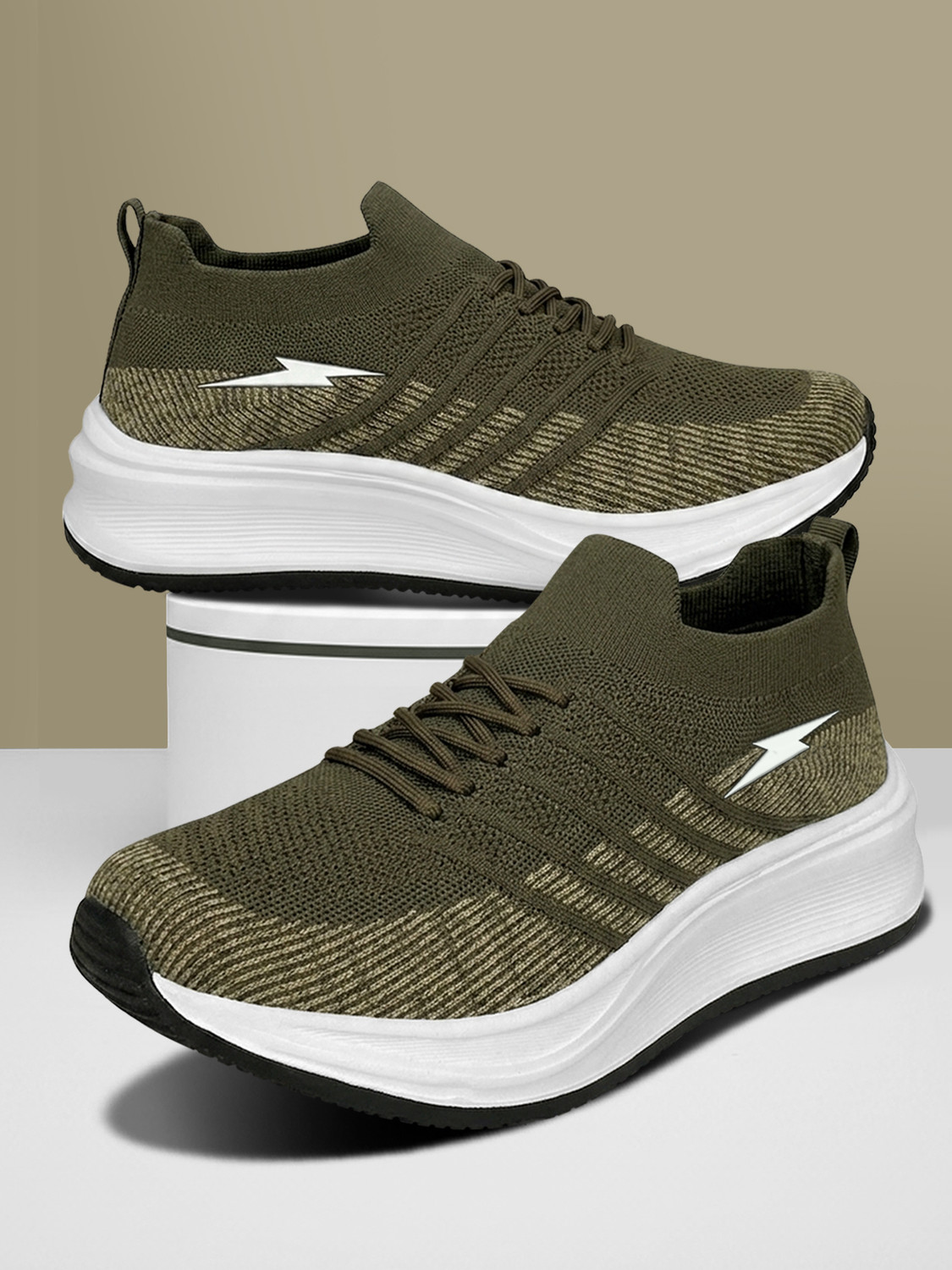 Image of BRUTON Nexora-634 Men Lightweight Sneakers for Men | Casual Lace-Up Shoes Sneakers For Men (Green, 7)