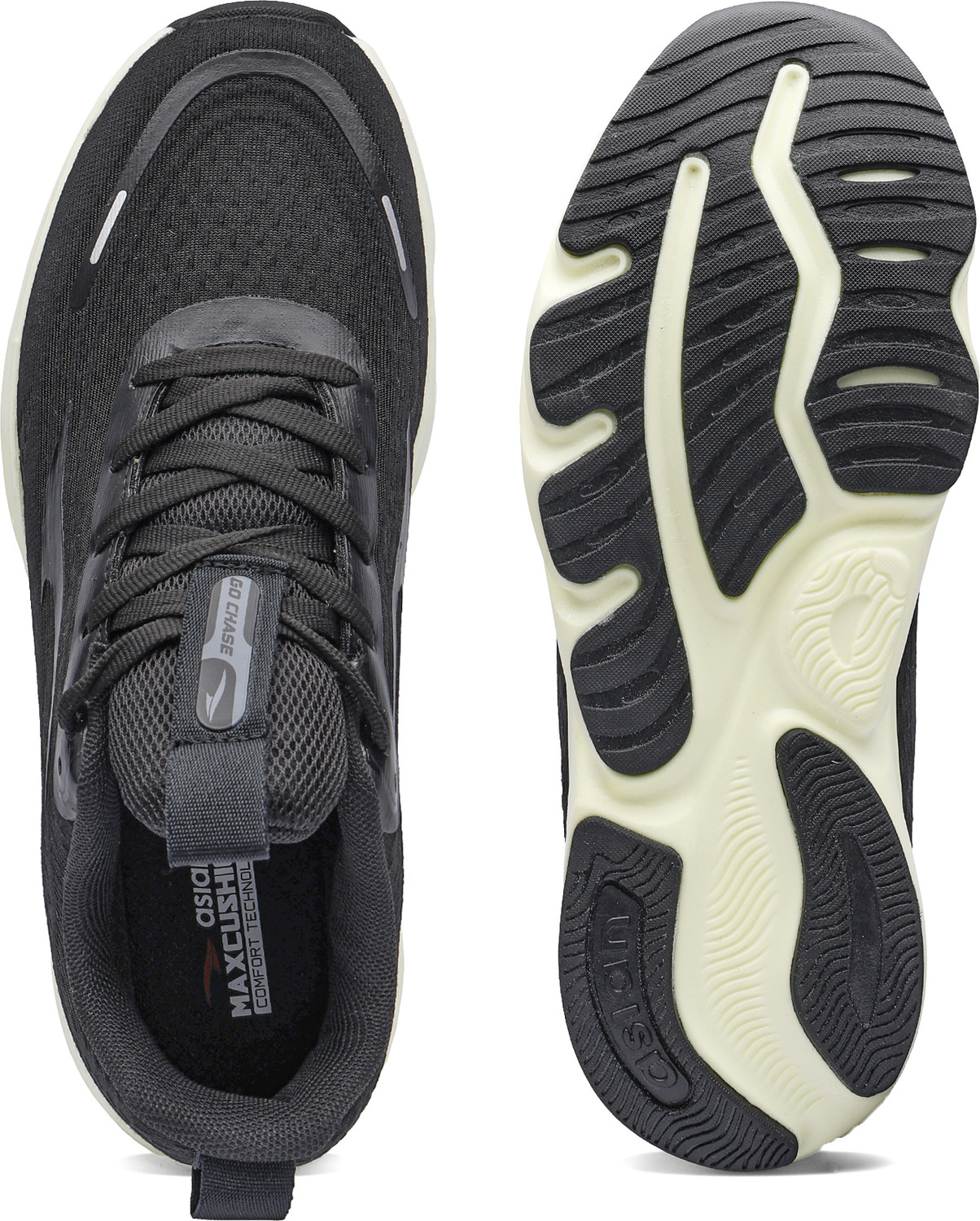 Image of asian AEROFOAM-03 Running Shoes for Men with Aerofoam Technology & Memory Insole Running Shoes For Men (Black, 9)