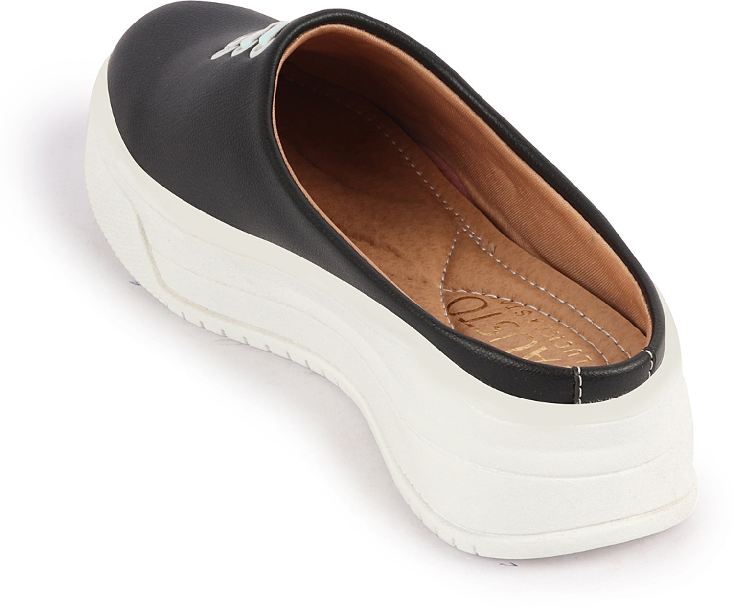 Image of FAUSTO Outdoor Fashion Comfort Lace Design Open Back Platform Heel Slip On Casual Shoes Loafers For Women