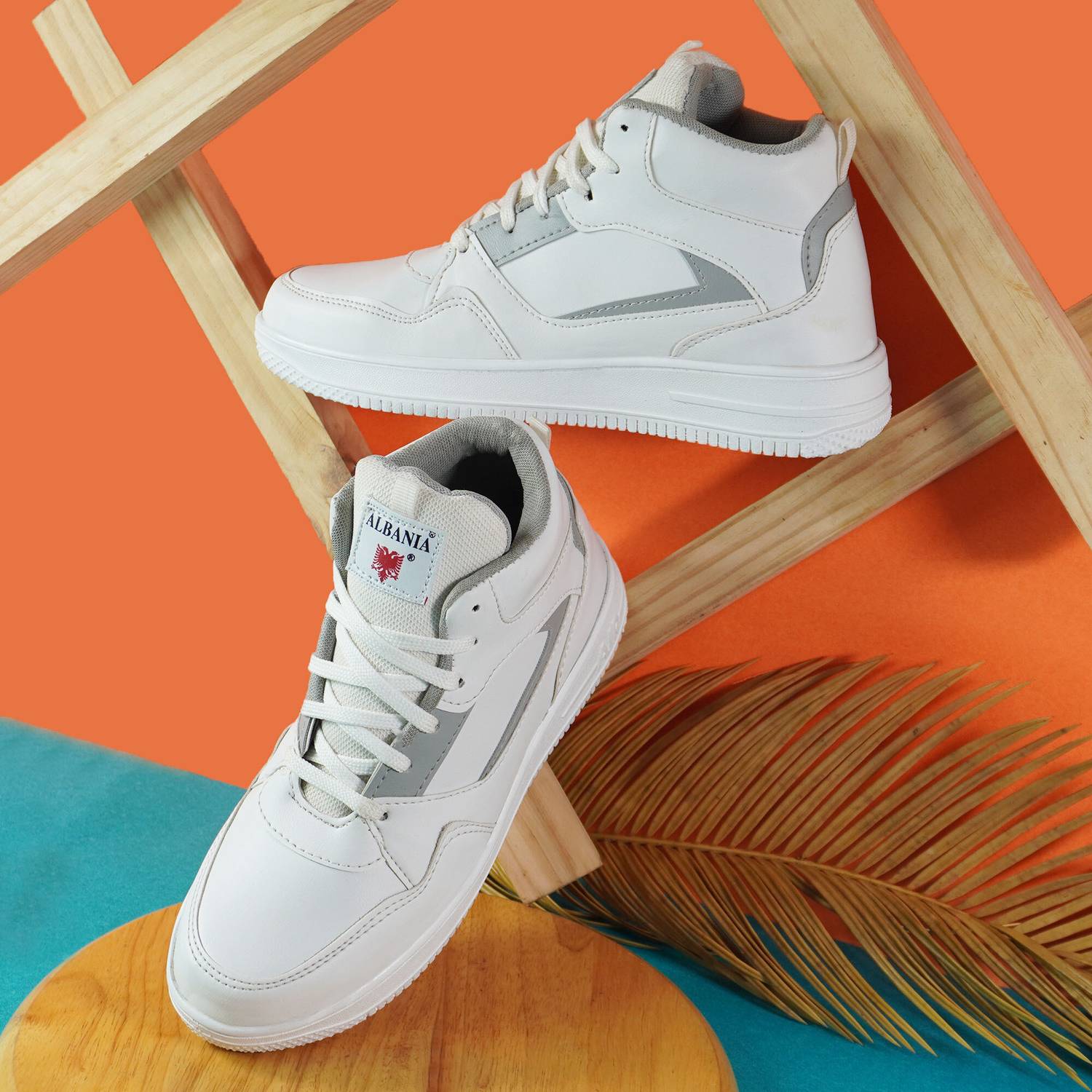 ALBANIA Men's White Luxury Sneakers - Image 4