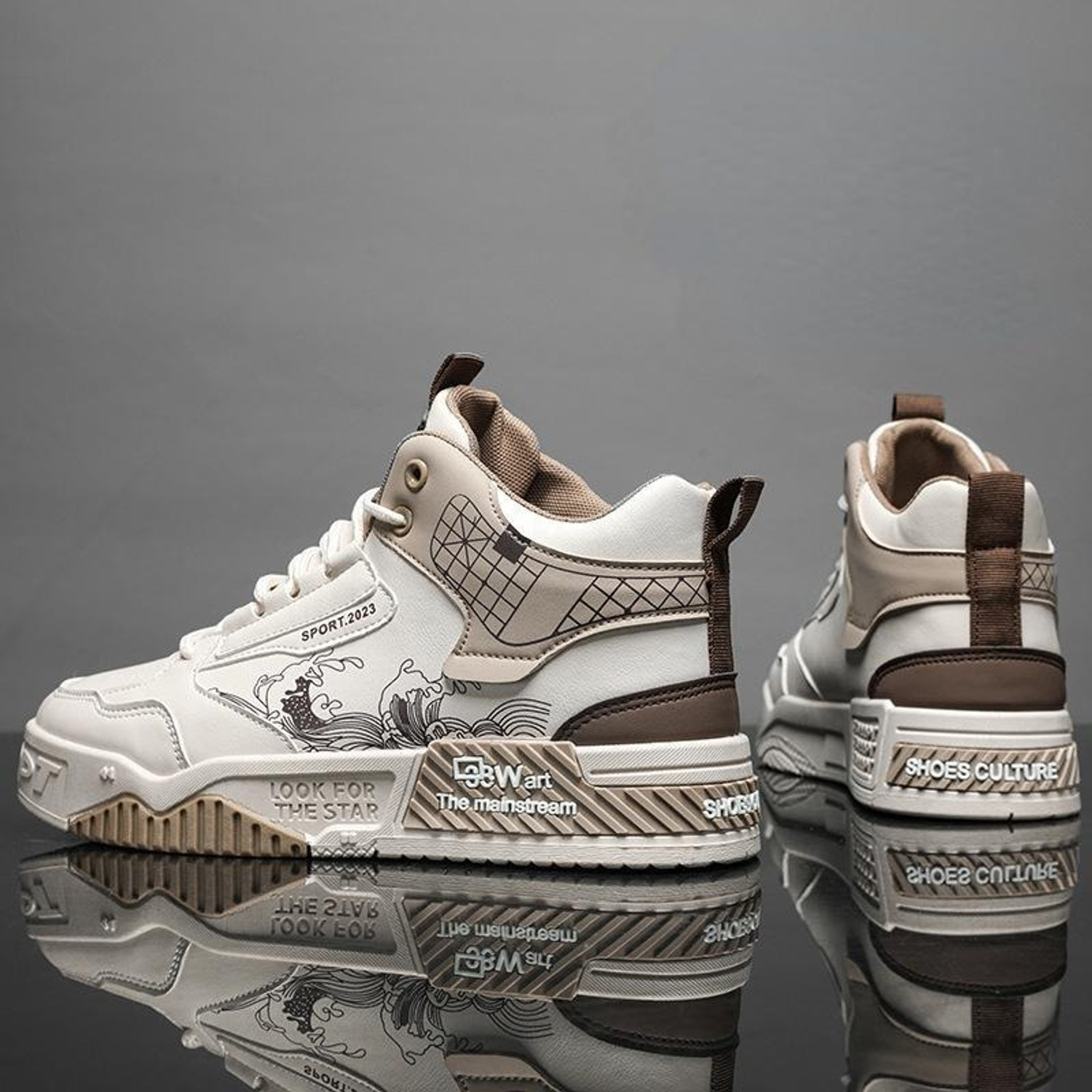 Image of Zixer Men's Fashion Pastel Pops High-Top Ankle Casual Shoes For Men Sneakers For Men Outdoors For Men