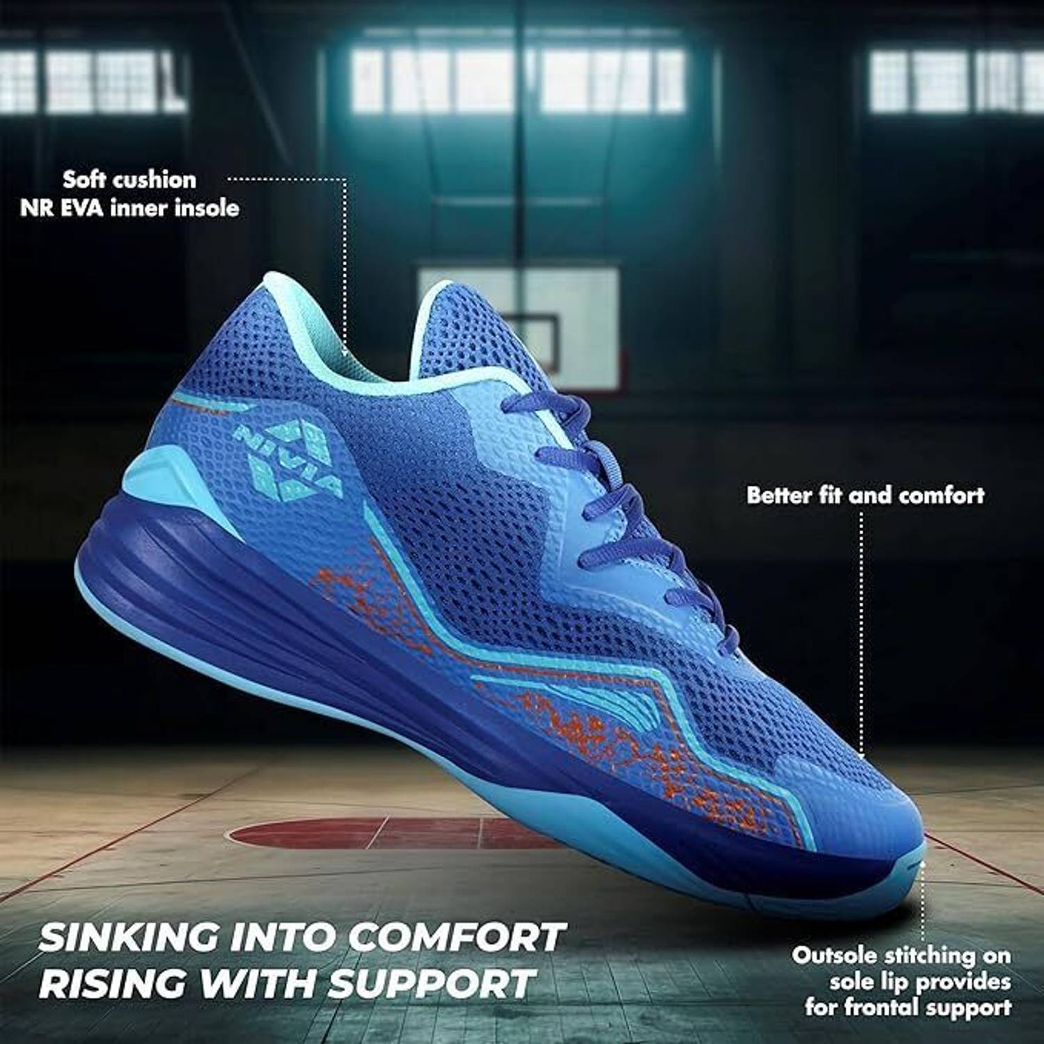 NIVIA WARRIOR 2.0 Men's Basketball Shoes Blue - Image 2