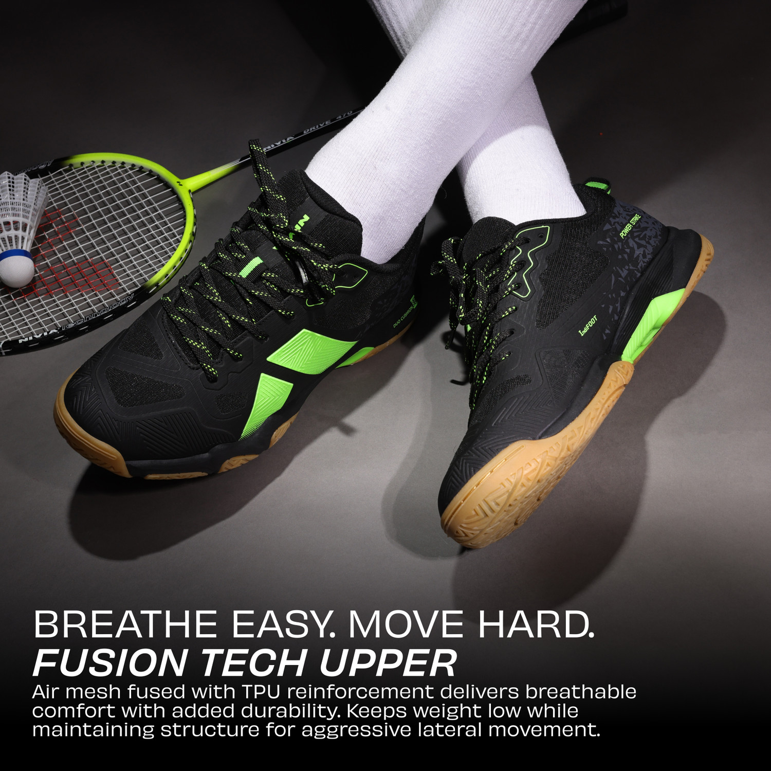 Image of NIVIA Powerstrike 4.0, Non-Marking Sole with Mesh Upper for Indoor /Outdoor Court Badminton Shoes For Men