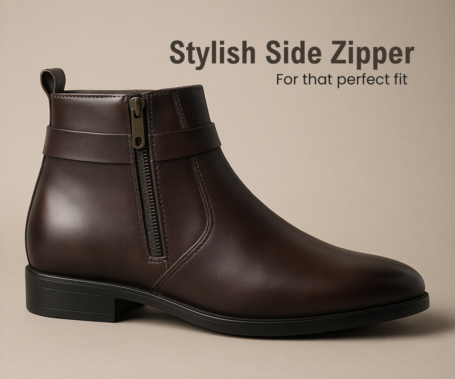 Image of Kraasa THE HARNESS - Men's Stylish Vegan Leather with Side Zipper Boots For Men