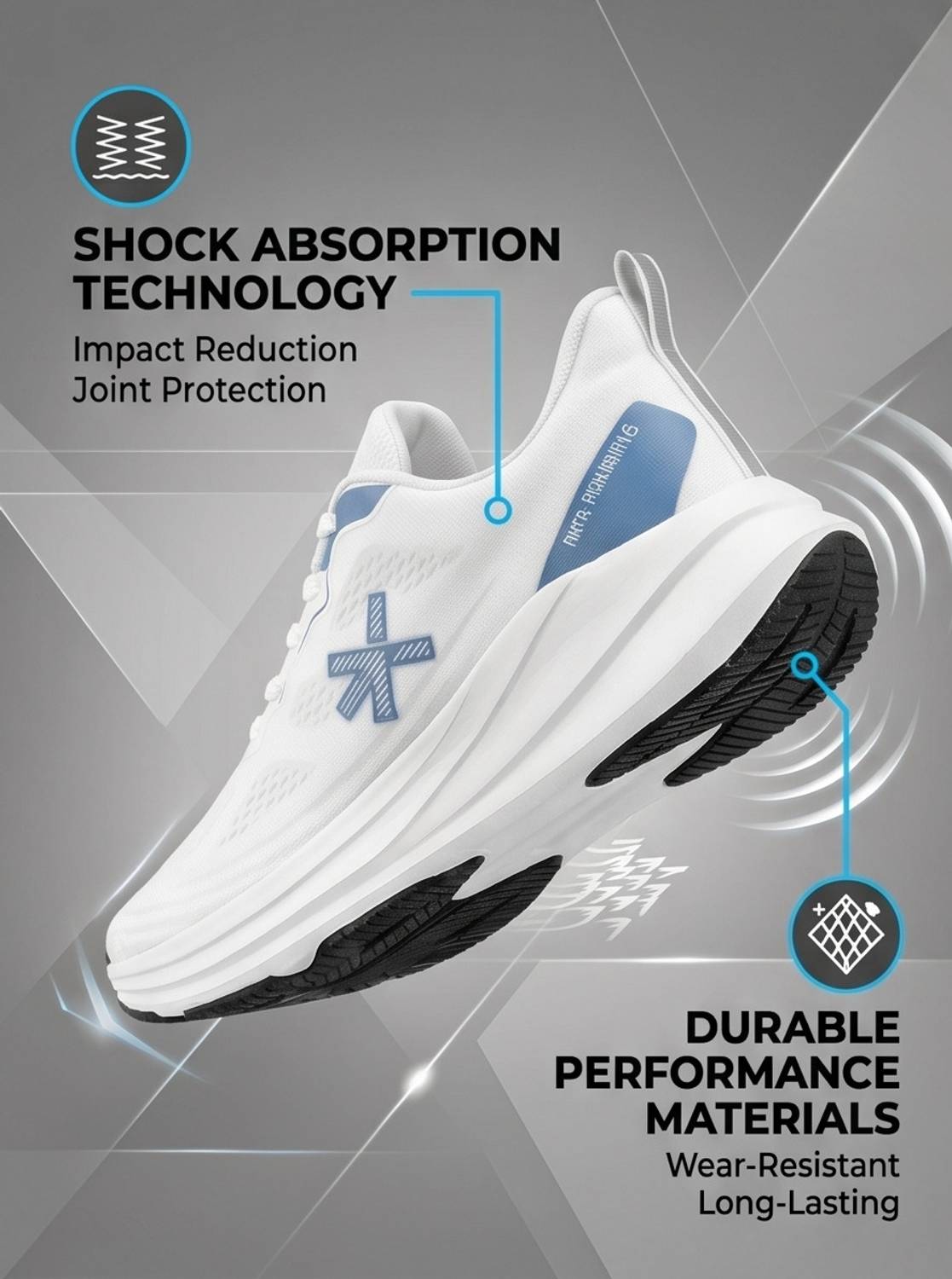 HRX by Hrithik Roshan Men's White Running Shoes - Image 3