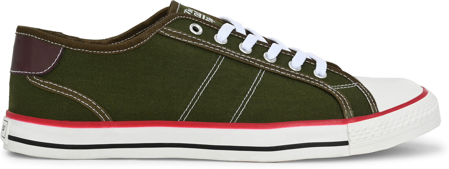 Image of Roadster Men Olive Lightweight Canvas Lace Up Casual Comfortable Sneakers Shoes Canvas Shoes For Men