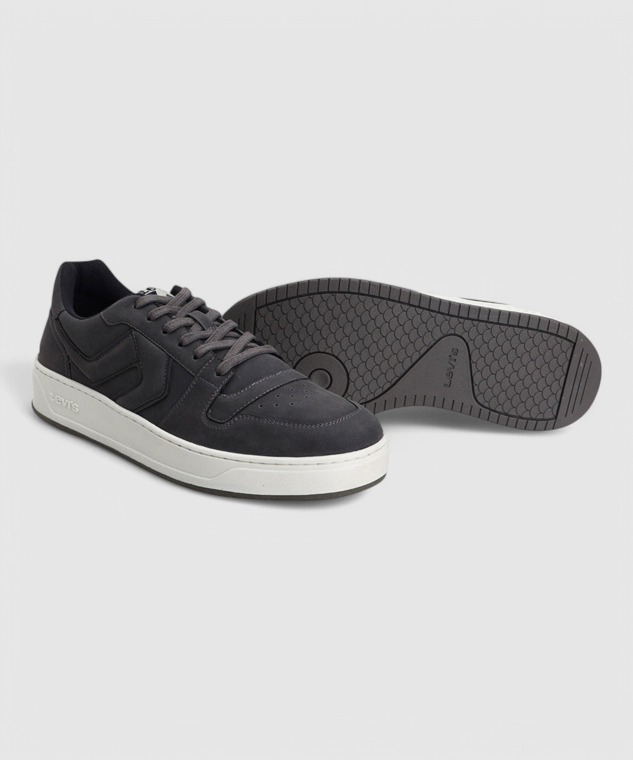 Image of LEVI'S Men's Charcoal-Grey Solid Sneakers Sneakers For Men