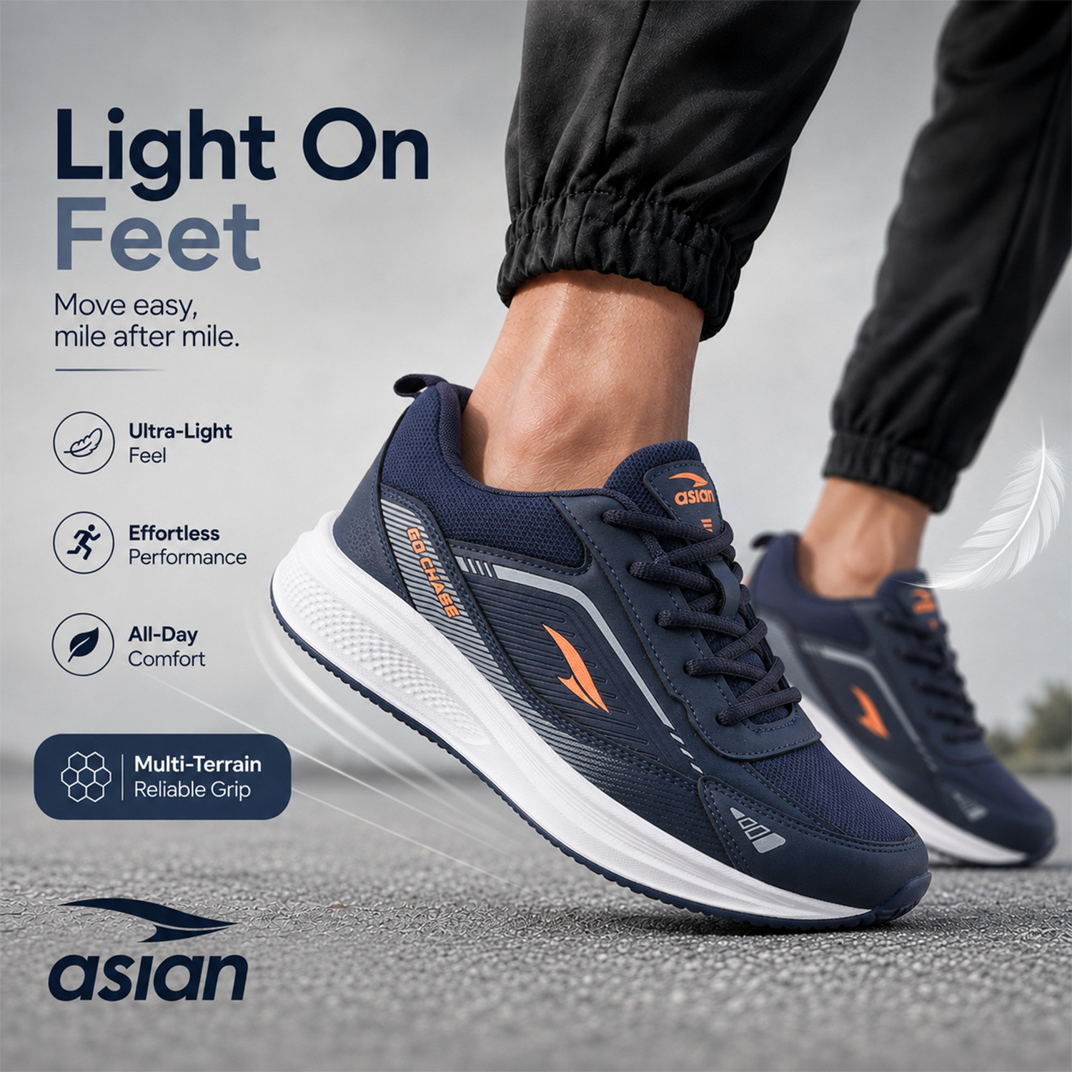 Image of asian Wonder-32 Men's Sports Shoes with Soft Cushion Sole & Lace-Up Comfort Running Shoes For Men