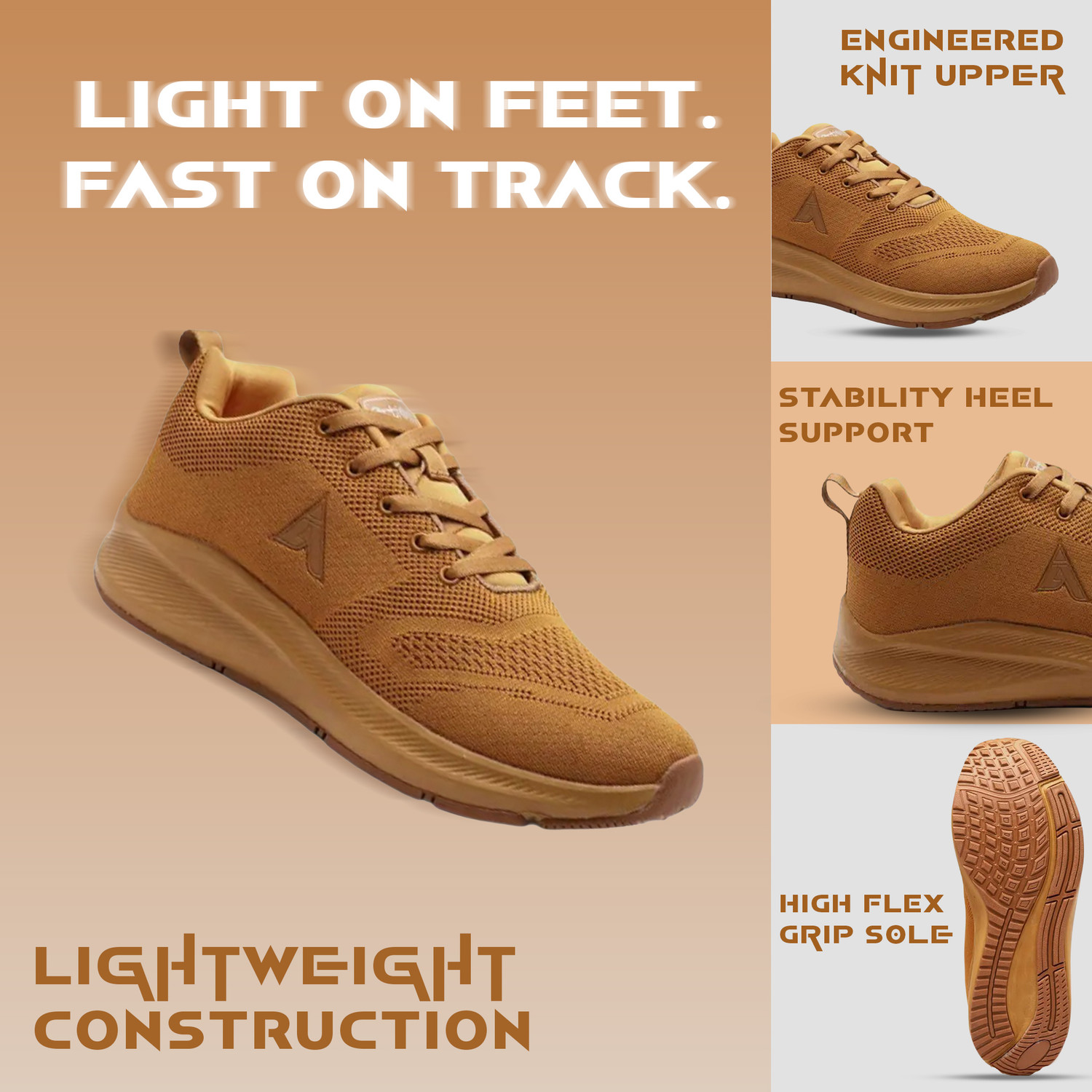 Image of action Athleo ATG-496 Comfortable Lightweight Breathable Durable Sports Lace-Up Running Shoes For Men