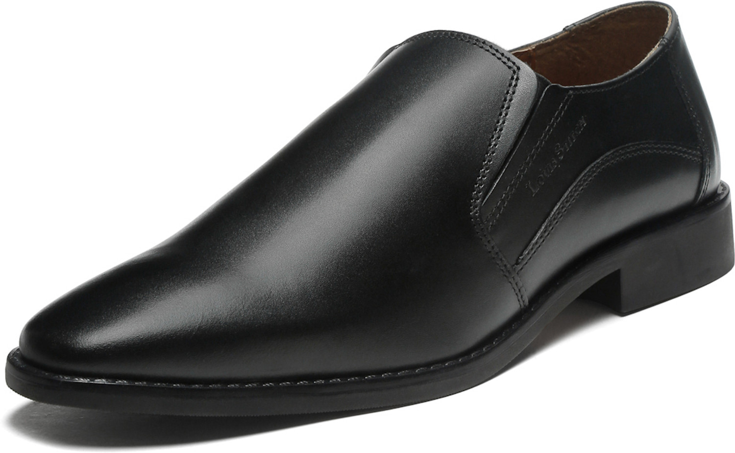 Image of LOUIS STITCH Obsidian Black Leather Mocassins Shoes Formal Loafers Slipons for Men - RXSOJB Slip On For Men