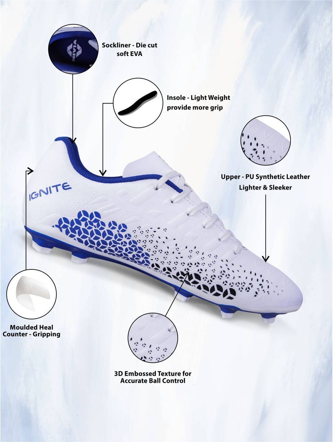NIVIA IGNITE Football Shoes For Men White - Image 2