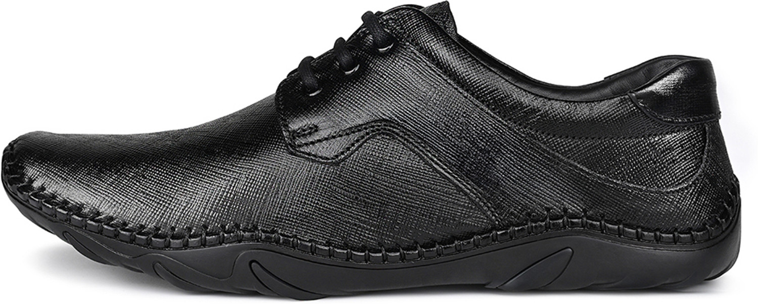 Image of LOUIS STITCH Black Safiano Leather Ultra Lightweight Lace-Up Derby Shoes for Men, UK-10 Derby For Men