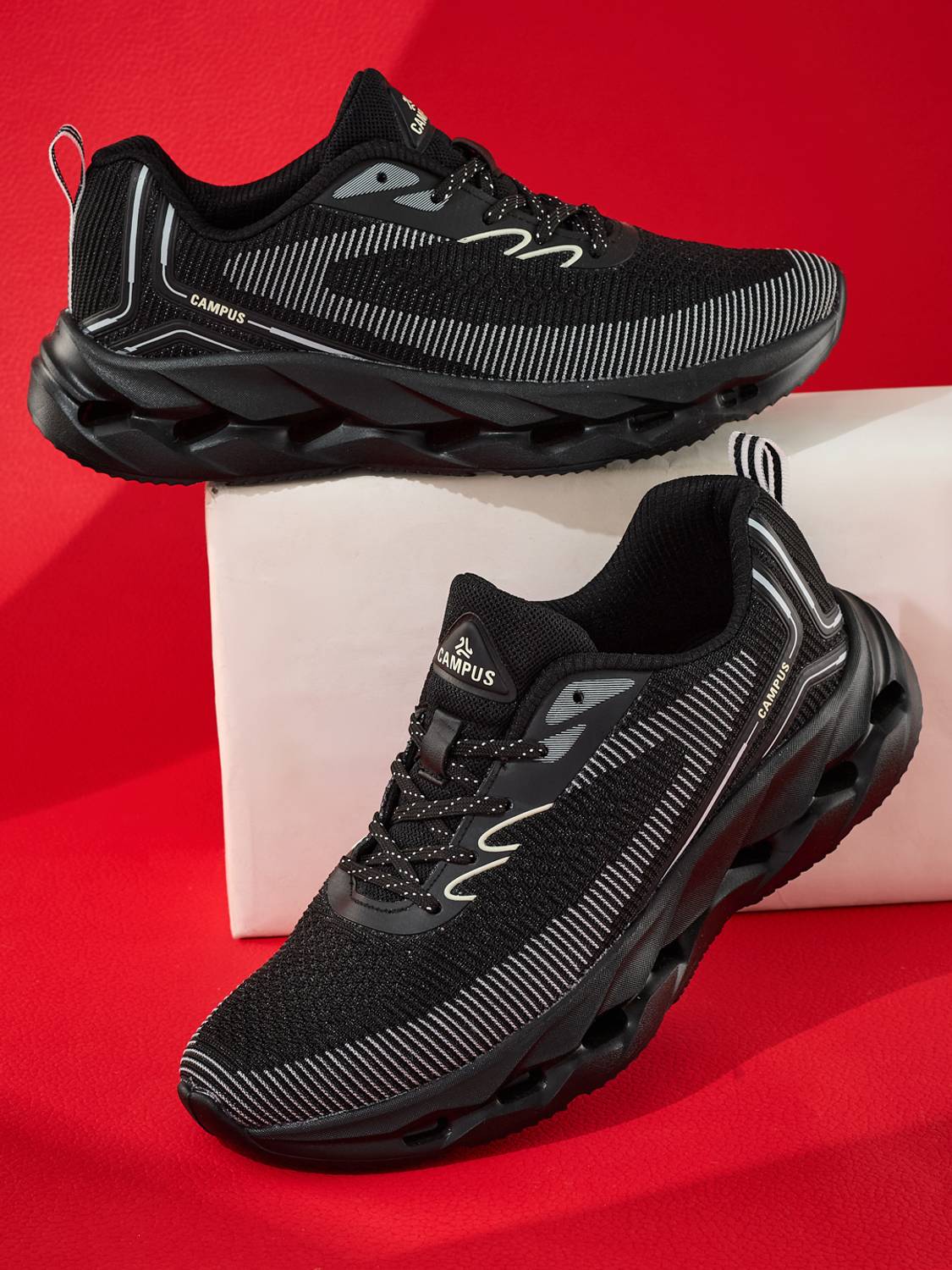 CAMPUS SPECS Black Running Shoes for Men - Image 1