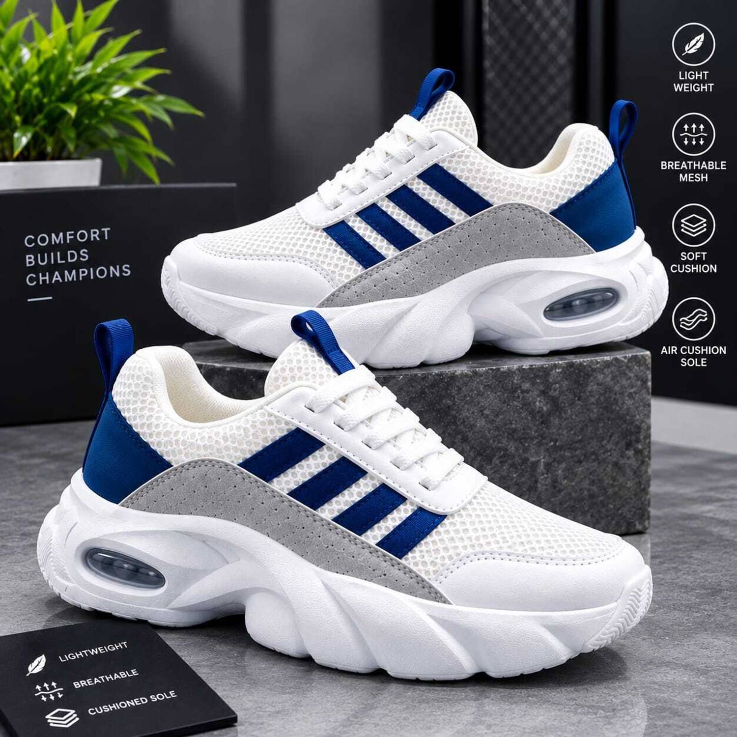RAVDI sports_07 Men's White Sneakers - Image 3