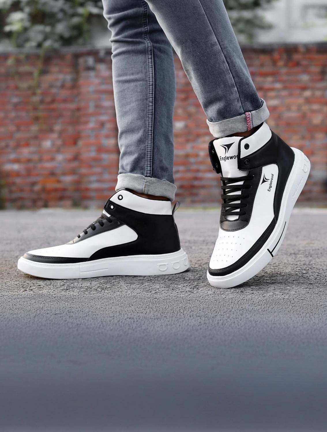 Englewood Men's White High Top Boots - Image 1